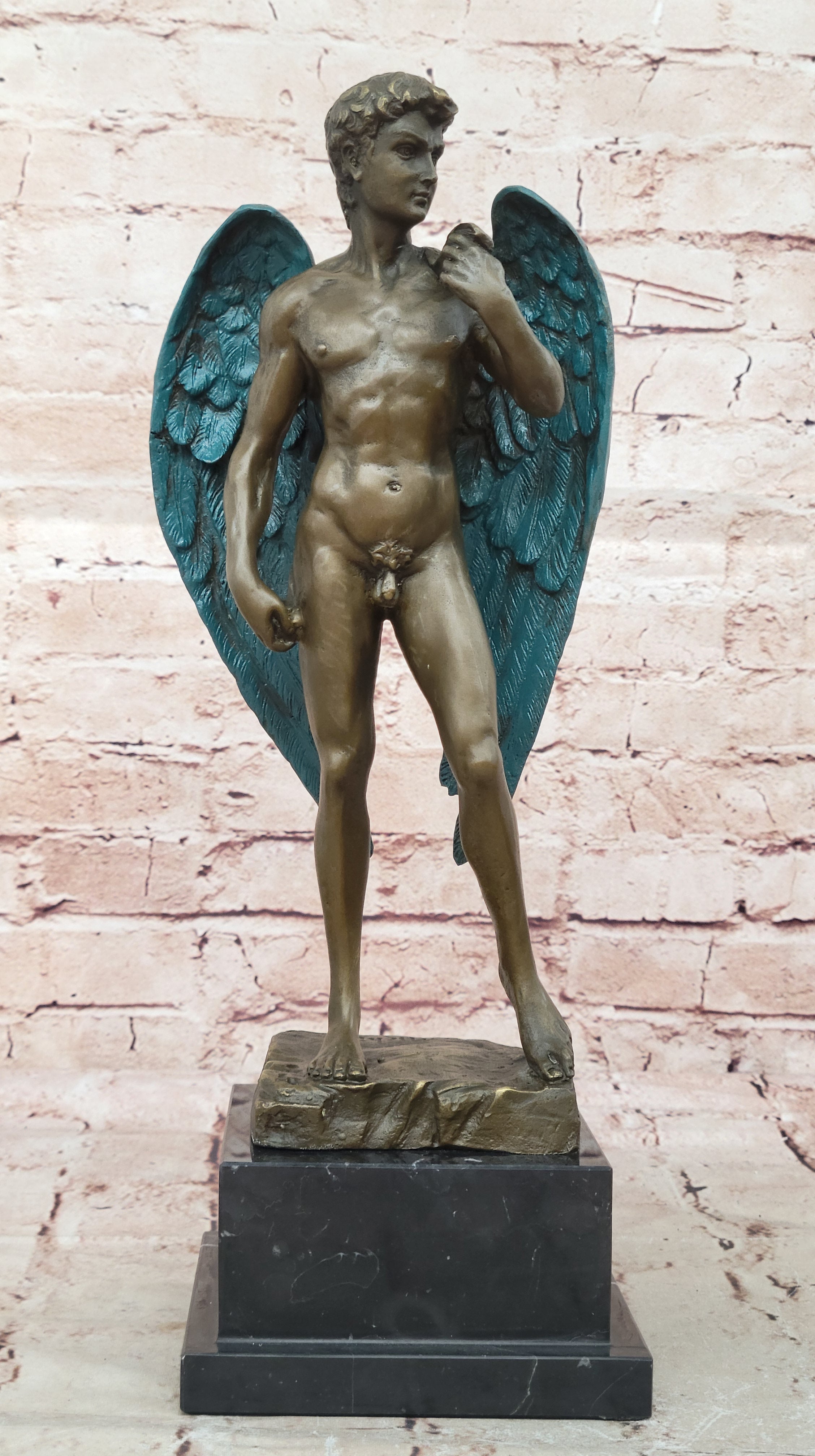 Classical Bronze Statue Michaelangelo`s David Nude Sculpture Figure Figurine
