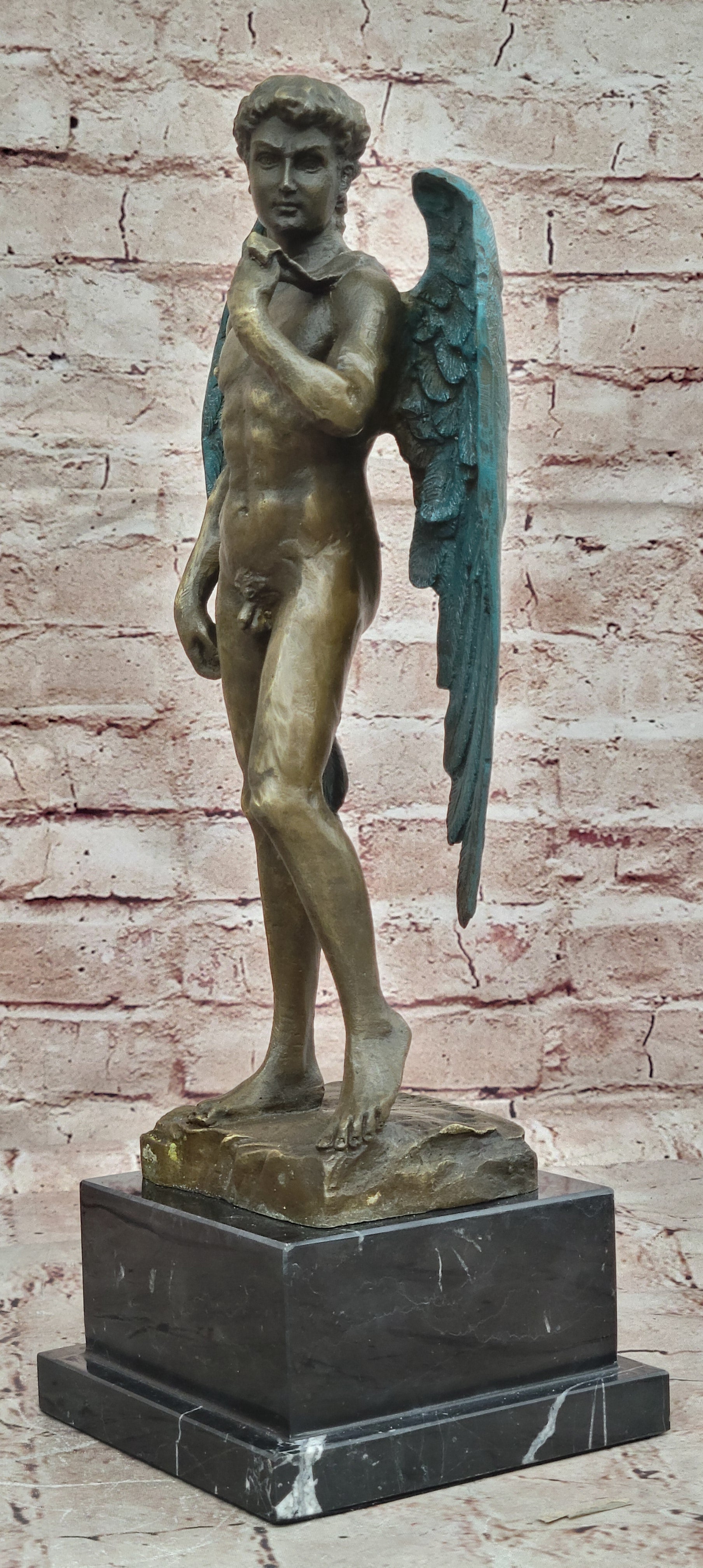 Classical Bronze Statue Michaelangelo`s David Nude Sculpture Figure Figurine