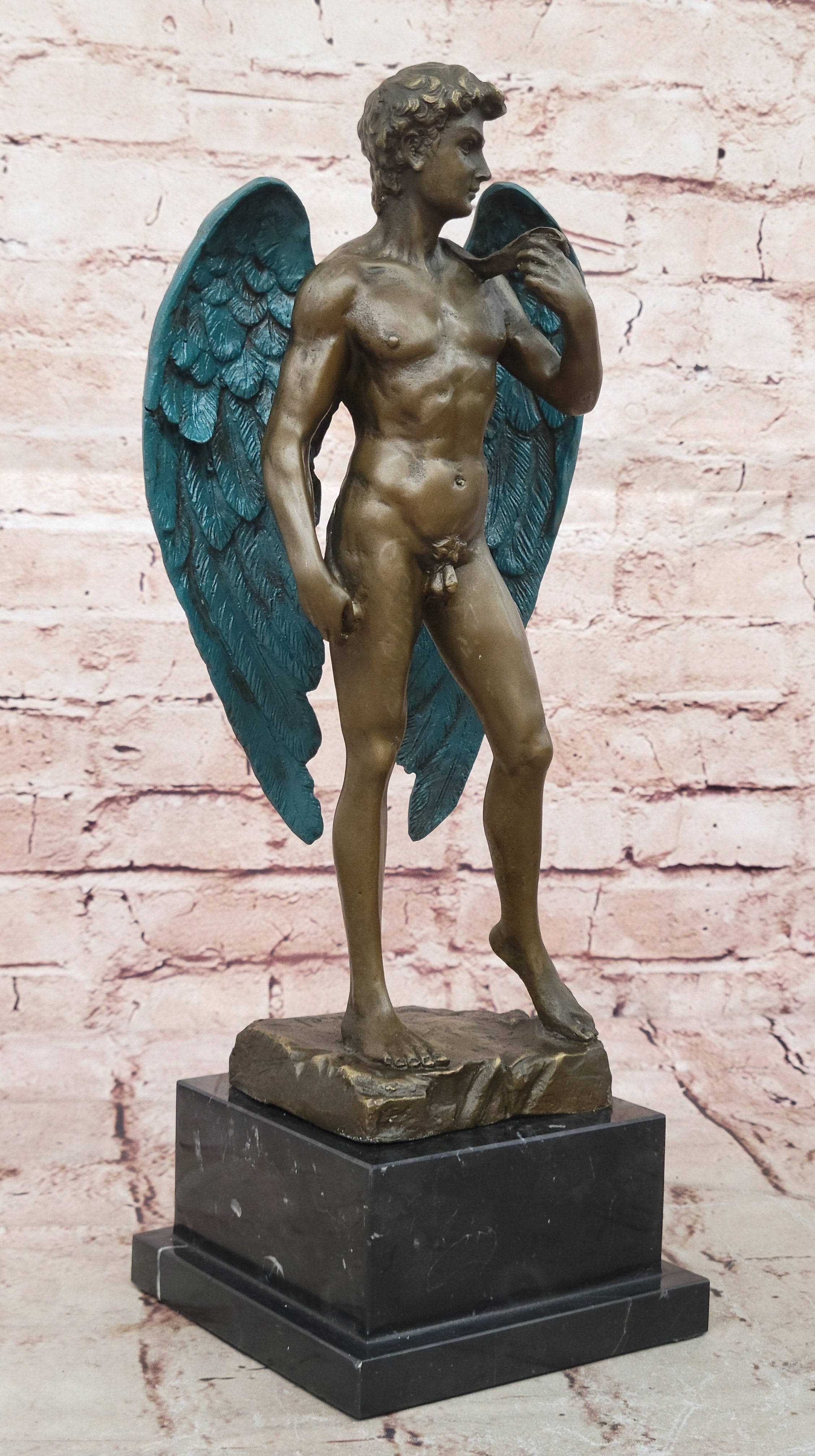 Classical Bronze Statue Michaelangelo`s David Nude Sculpture Figure Figurine