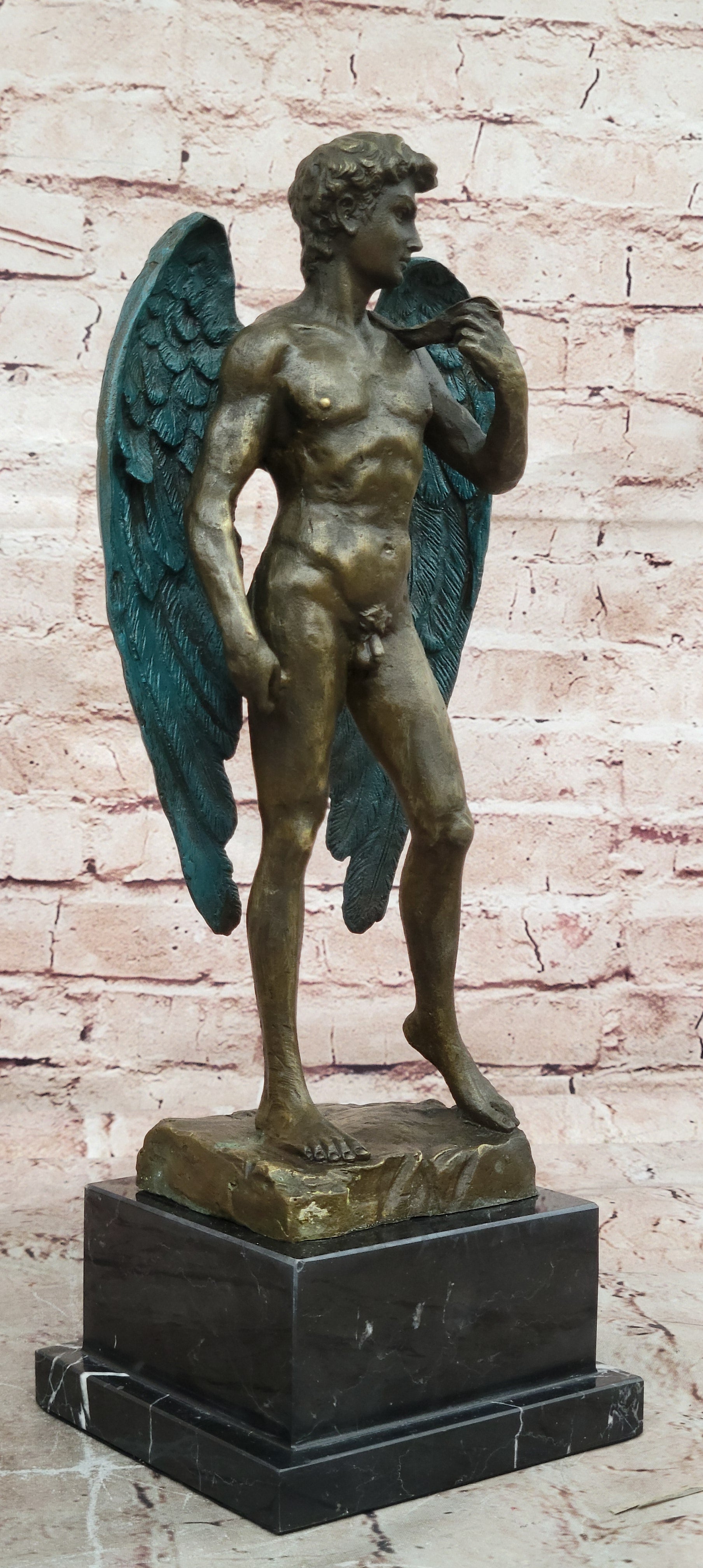 Classical Bronze Statue Michaelangelo`s David Nude Sculpture Figure Figurine