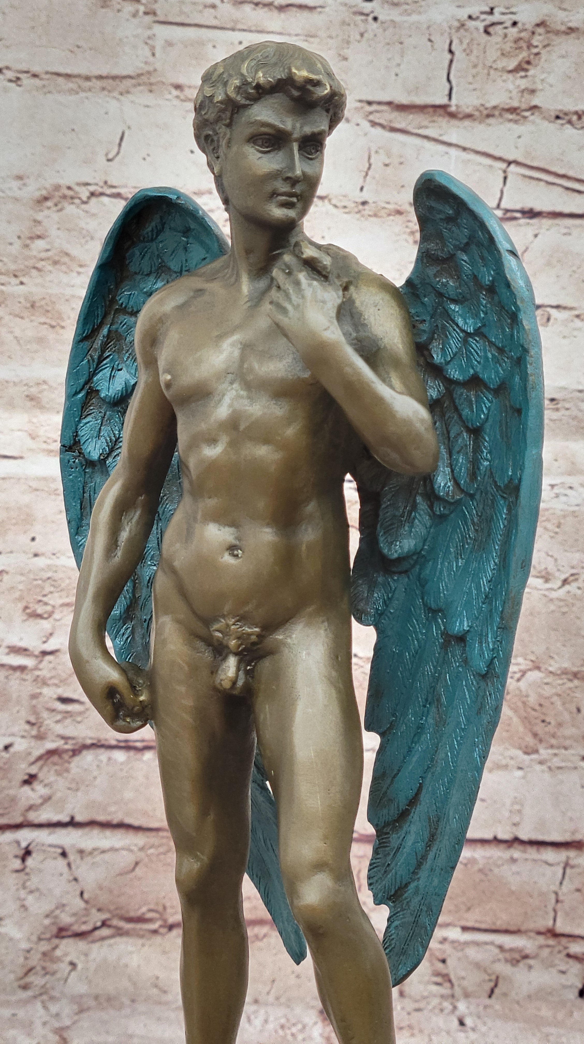 Classical Bronze Statue Michaelangelo`s David Nude Sculpture Figure Figurine