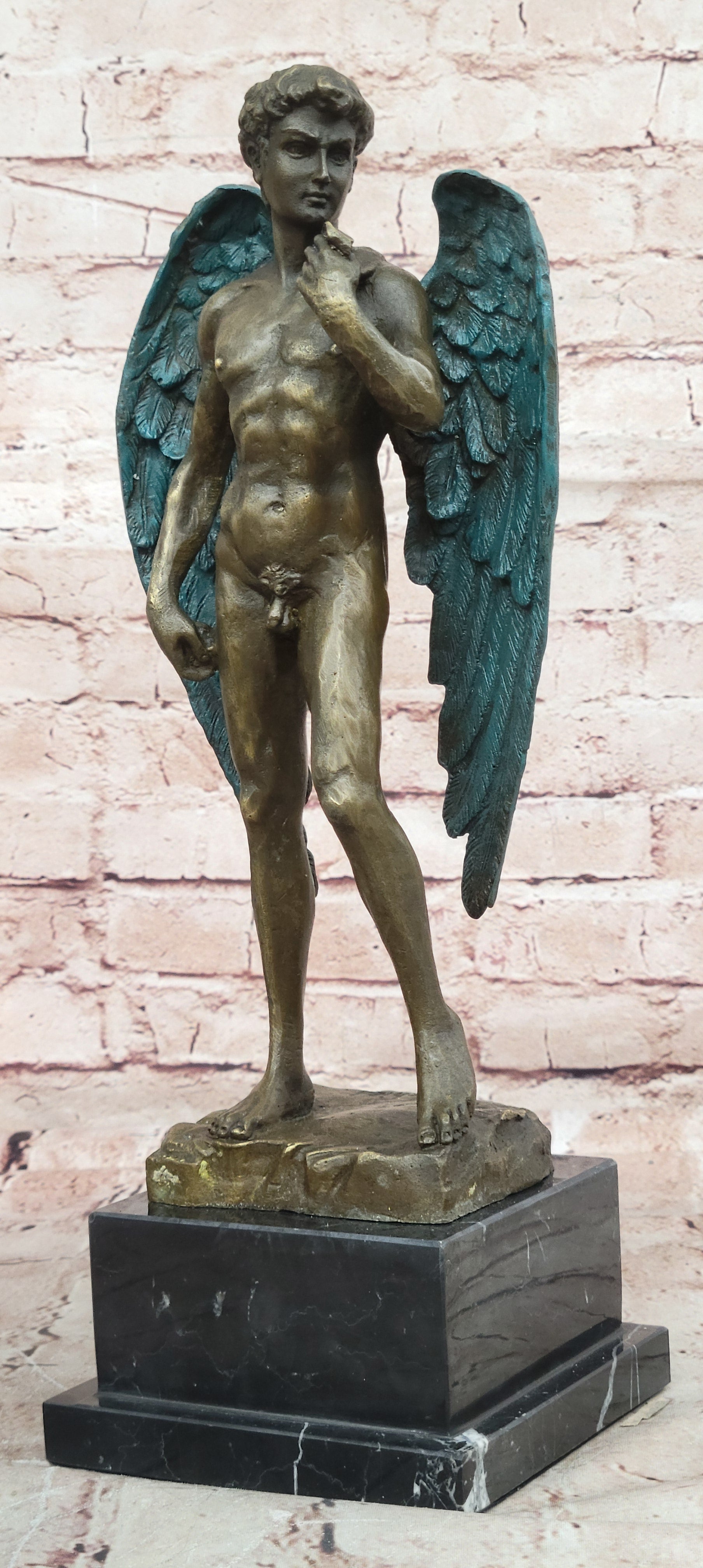 Classical Bronze Statue Michaelangelo`s David Nude Sculpture Figure Figurine