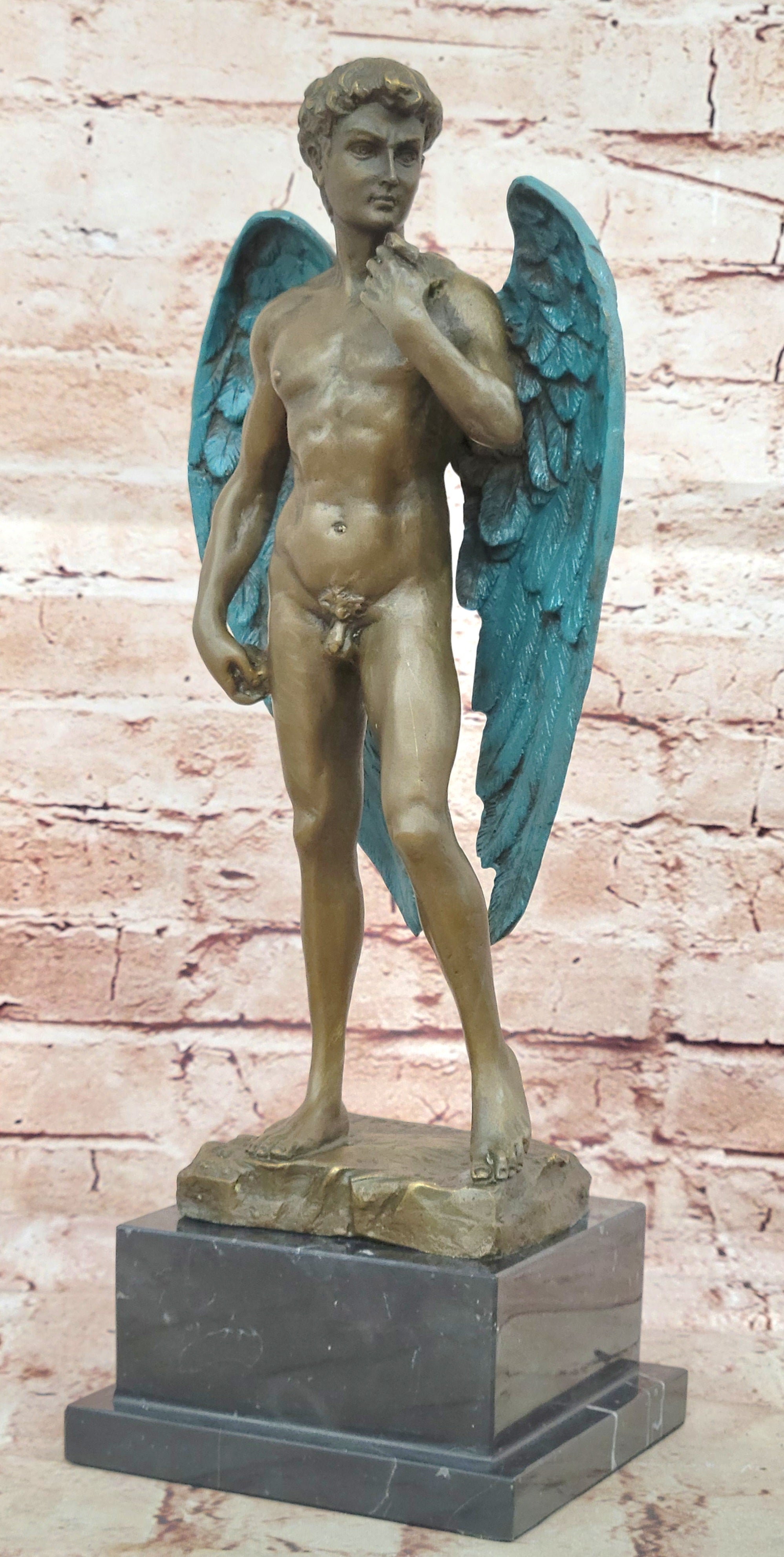 Classical Bronze Statue Michaelangelo`s David Nude Sculpture Figure Figurine
