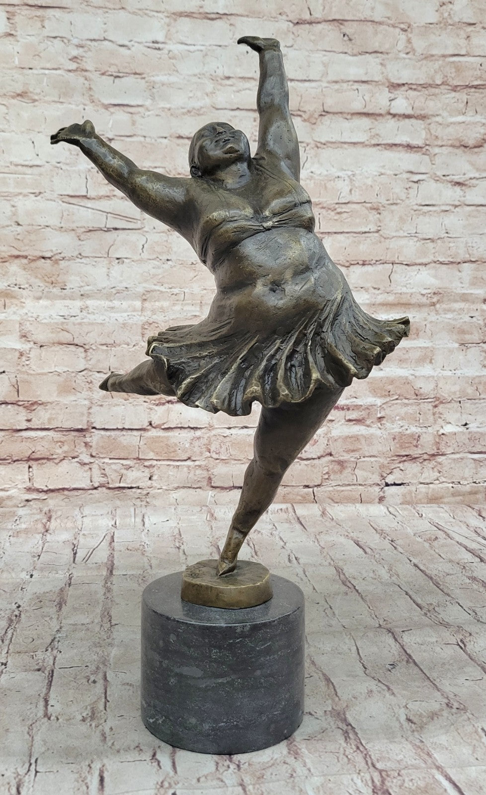 Handcrafted Detailed Verdi Patina Trophy Dancer Signed Original Bronze Sculpture
