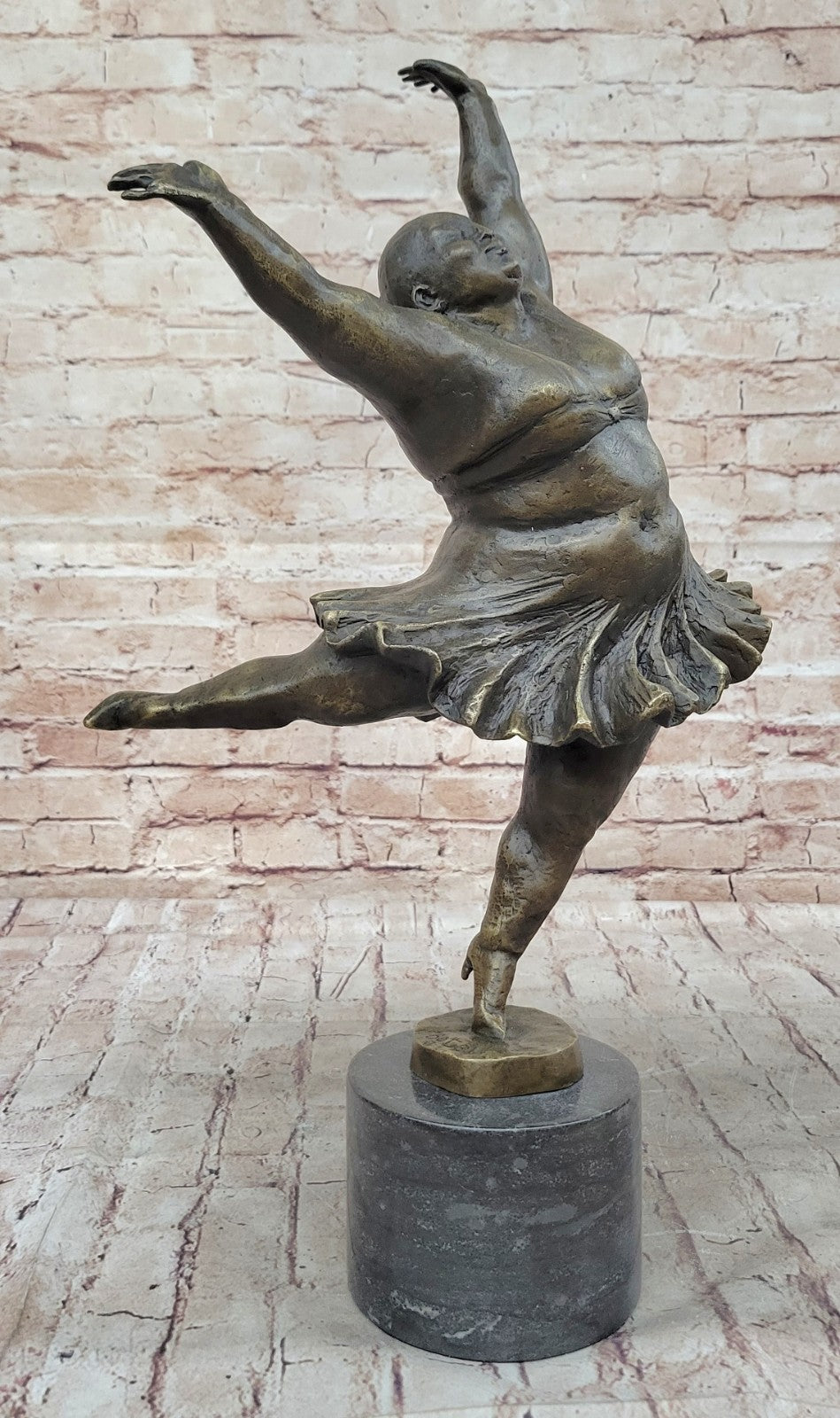 Handcrafted Detailed Verdi Patina Trophy Dancer Signed Original Bronze Sculpture