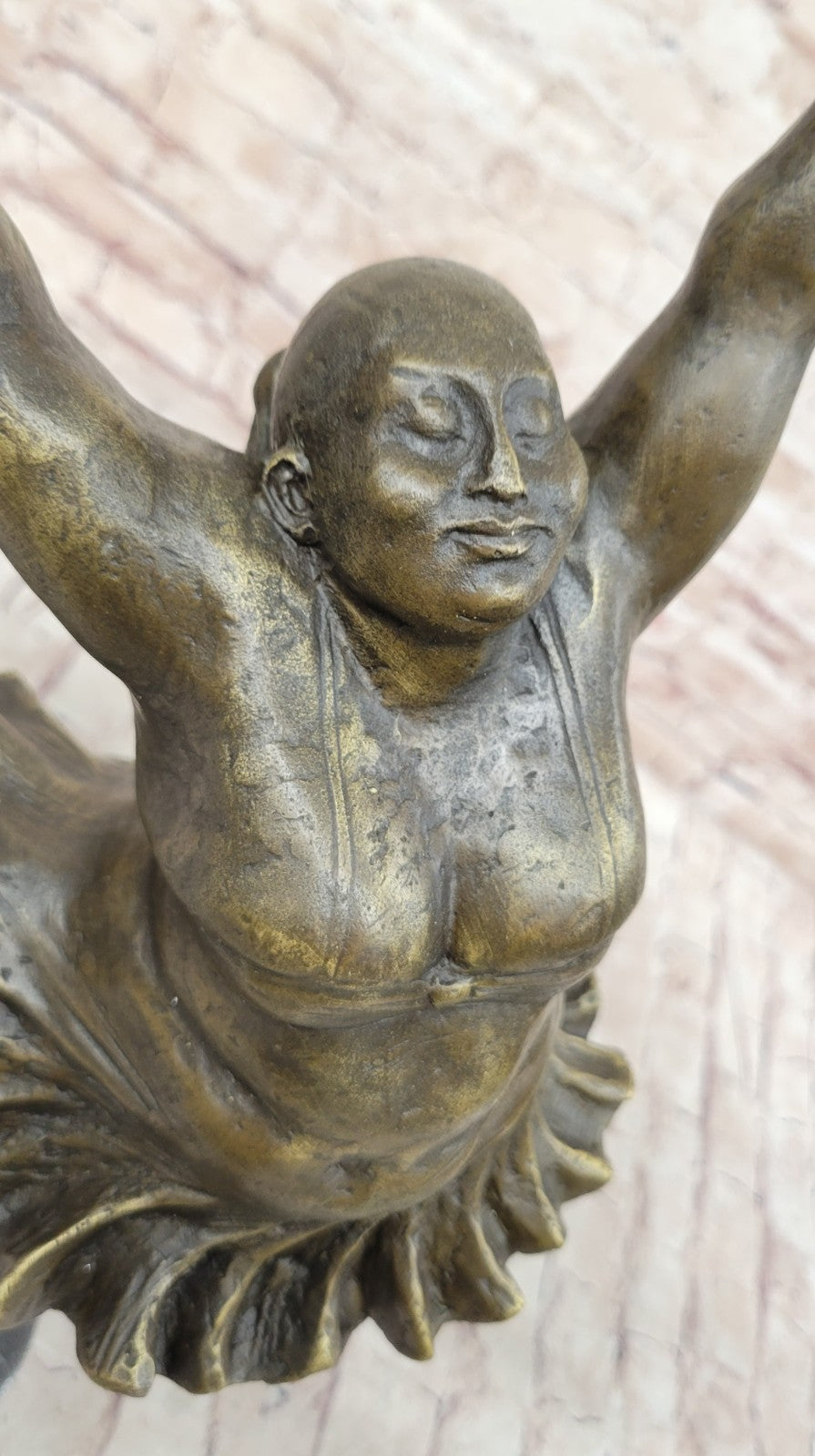 Handcrafted Detailed Verdi Patina Trophy Dancer Signed Original Bronze Sculpture