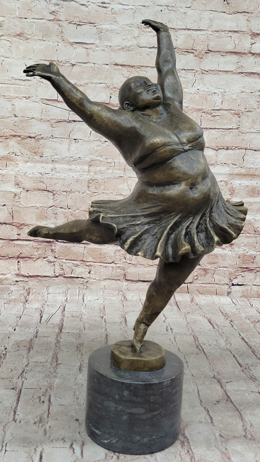 Handcrafted Detailed Verdi Patina Trophy Dancer Signed Original Bronze Sculpture