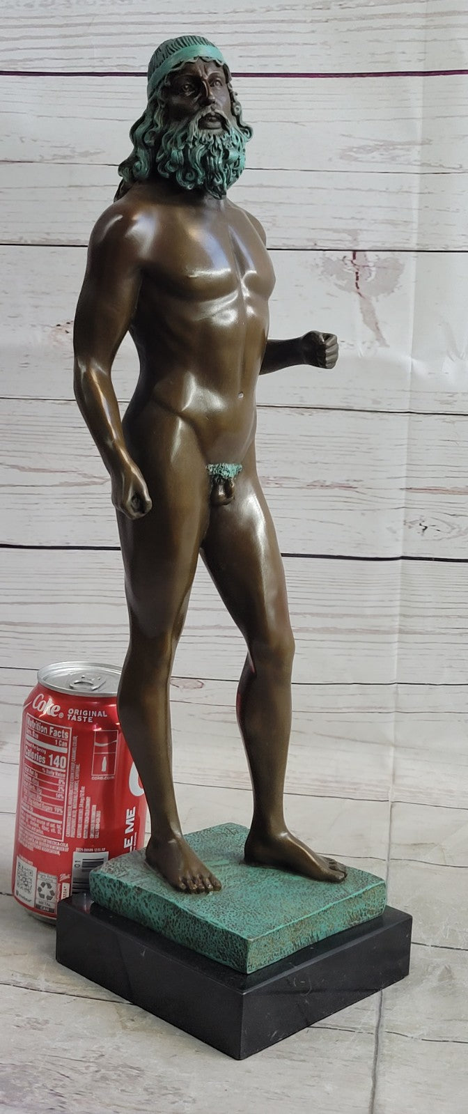 Vintage Greek God Bronze Figurine with Special Patina Artwork - Art Deco Collectible