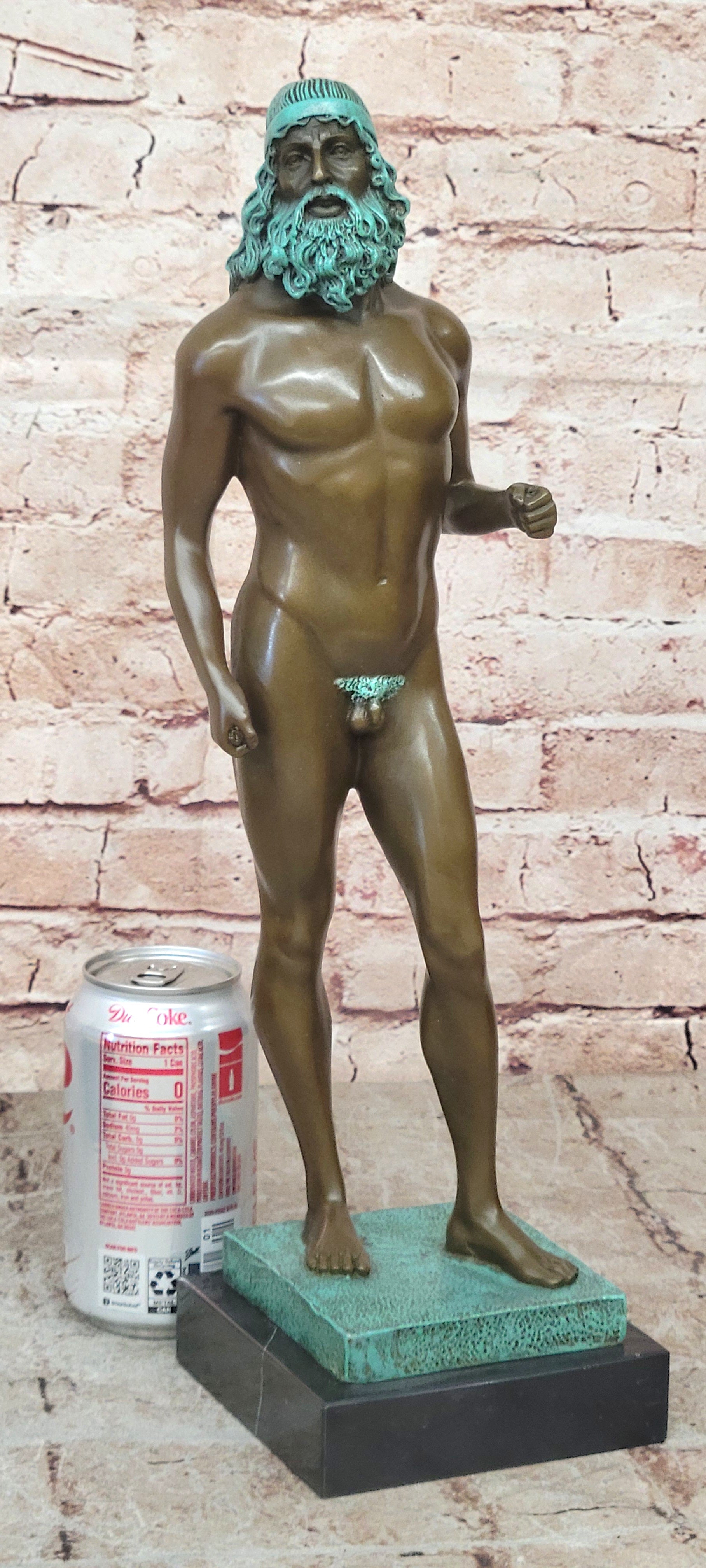 Vintage Greek God Bronze Figurine with Special Patina Artwork - Art Deco Collectible