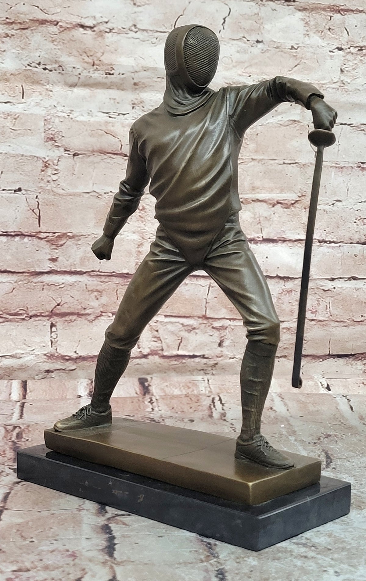 Milo Bronze Sport Statue Fencer Antique Style Collectible Sculpture Art