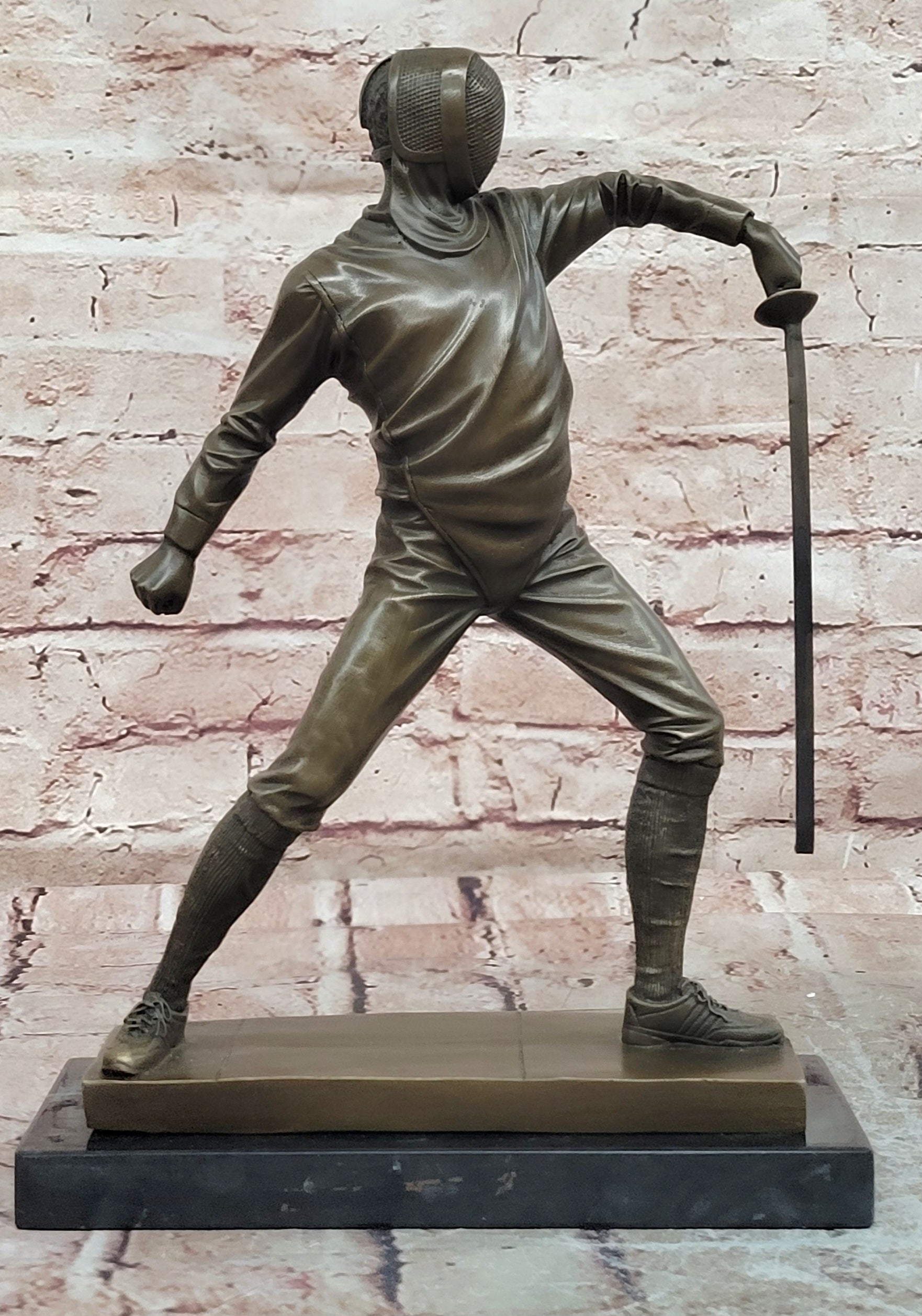 Milo Bronze Sport Statue Fencer Antique Style Collectible Sculpture Art