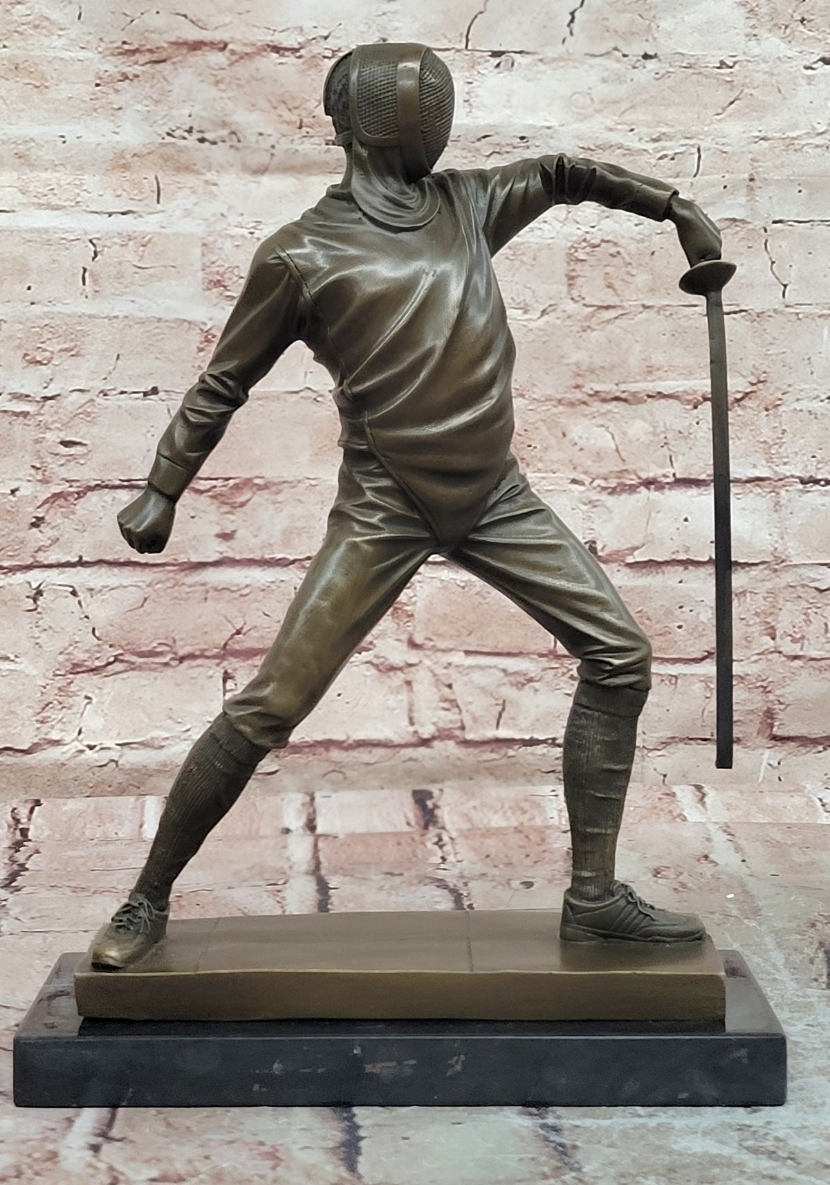 Milo Bronze Sport Statue Fencer Antique Style Collectible Sculpture Art