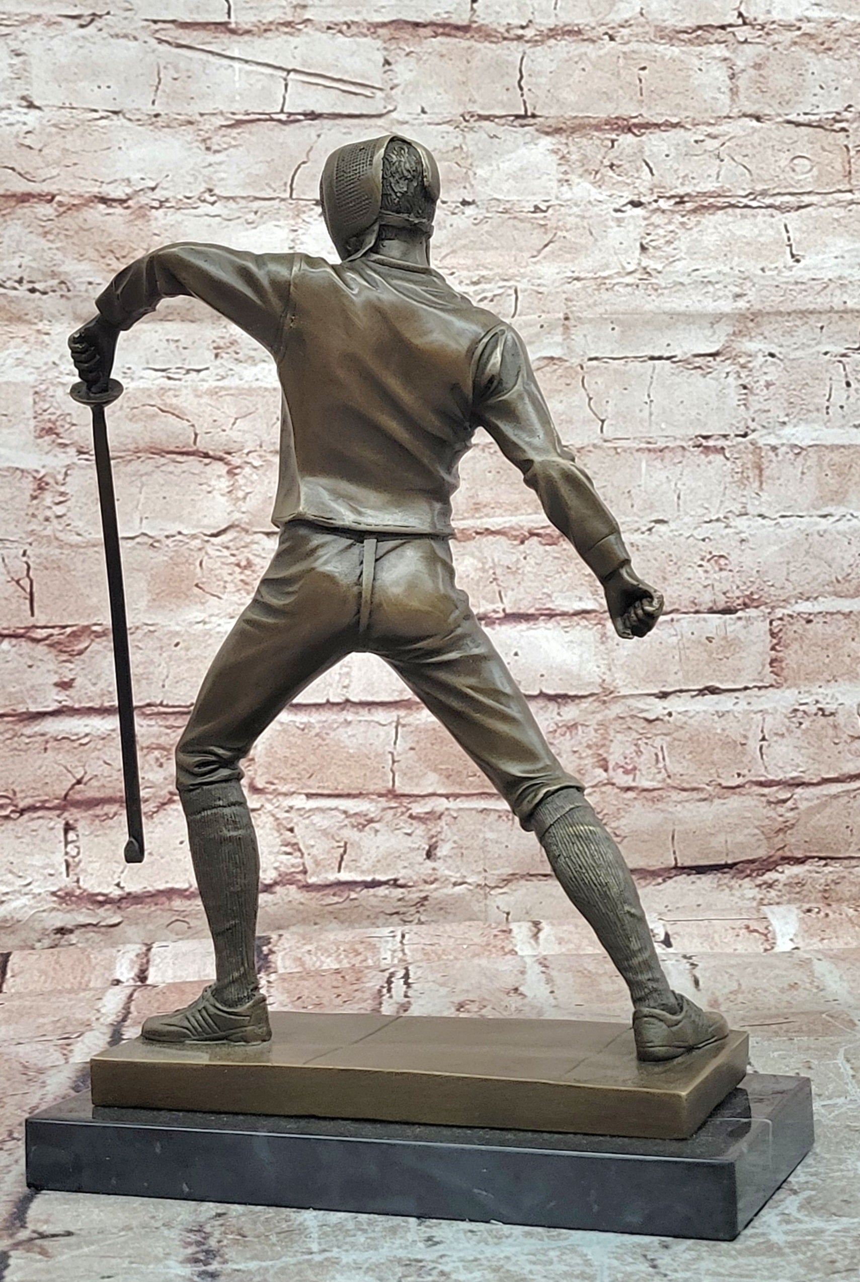 Milo Bronze Sport Statue Fencer Antique Style Collectible Sculpture Art