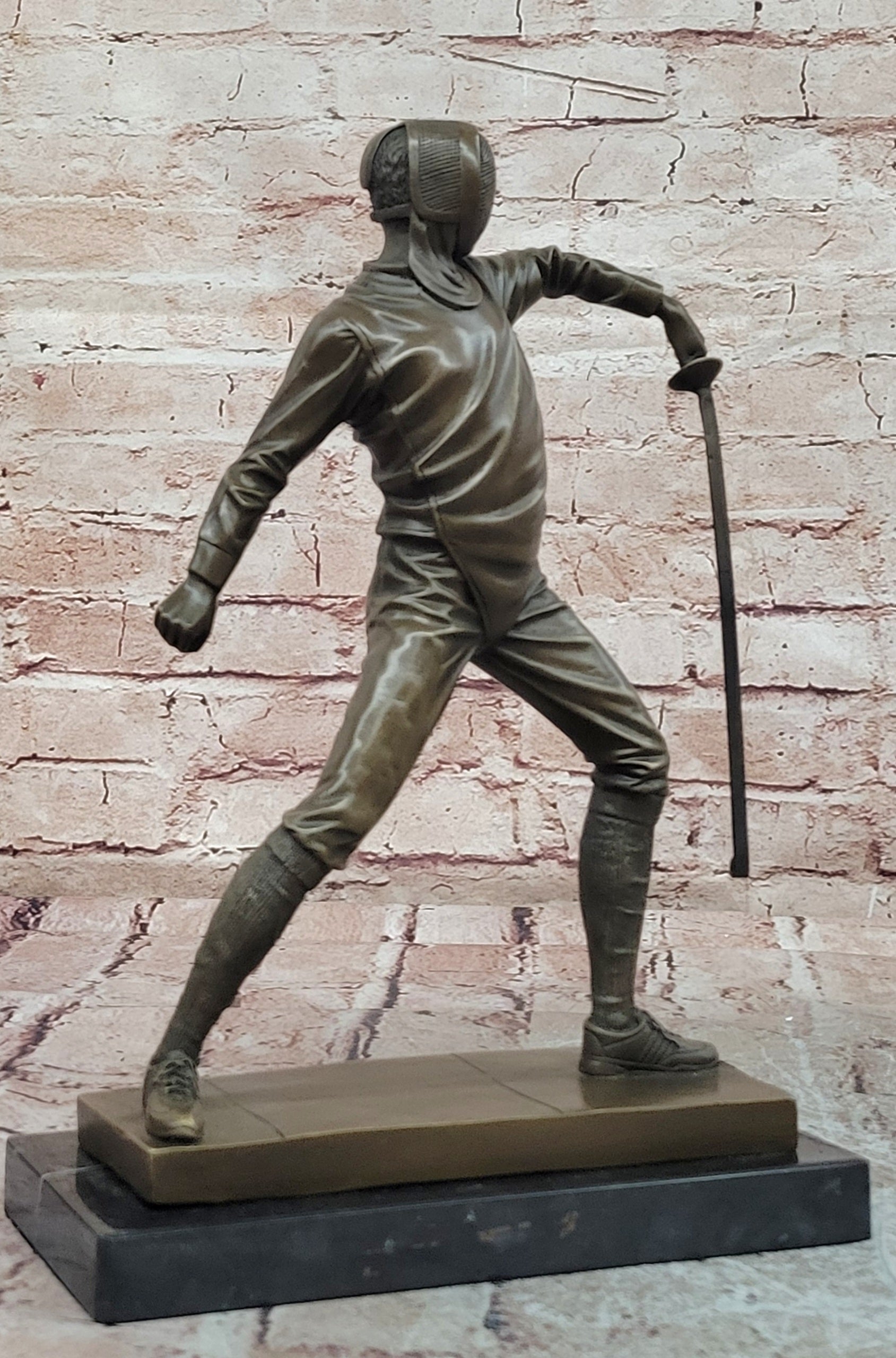 Milo Bronze Sport Statue Fencer Antique Style Collectible Sculpture Art
