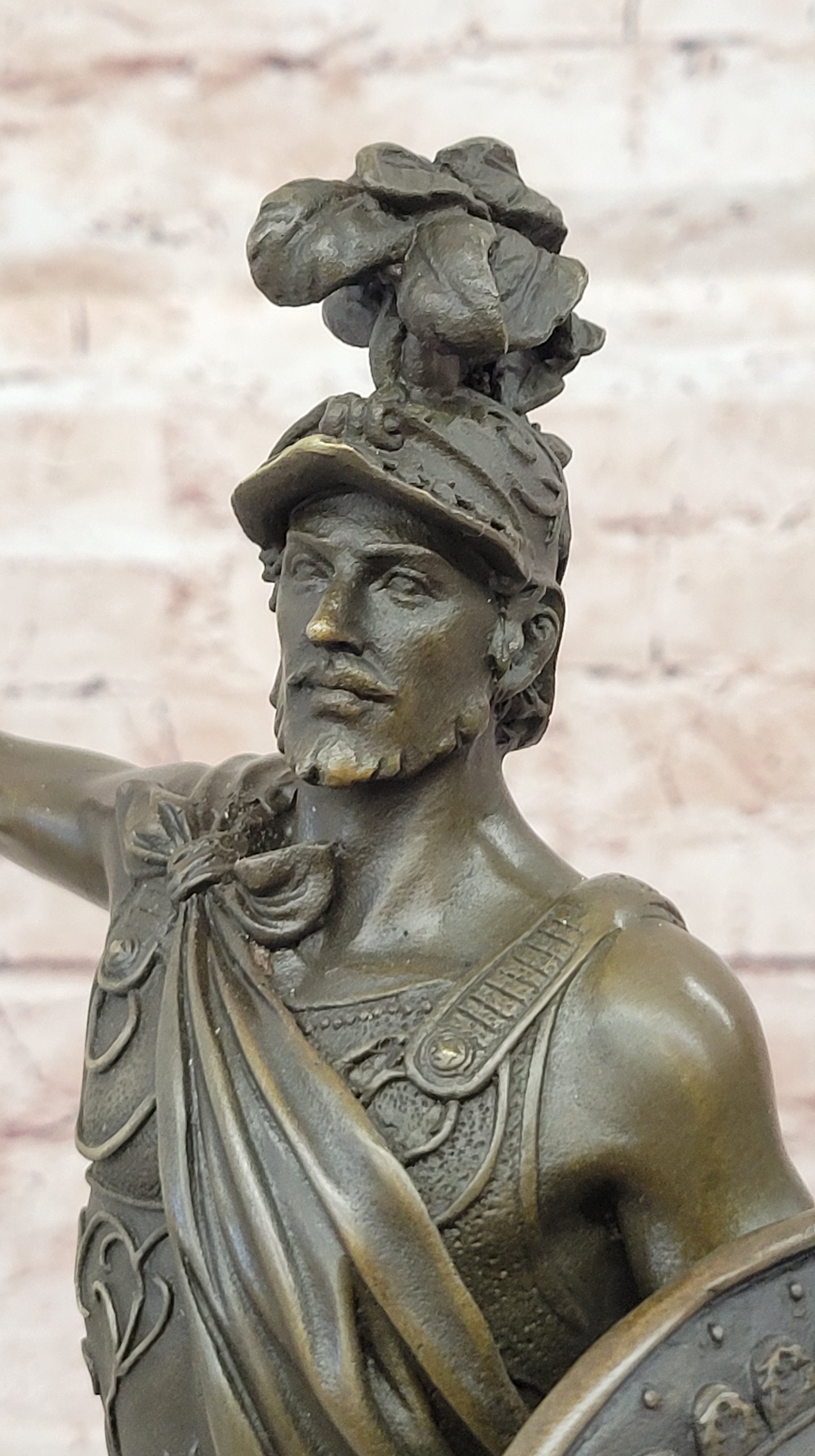 ANCIENT TIMES ROMAN LEGION SOLDIER JAVELIN SHIELD Sculpture Statue PURE Bronze