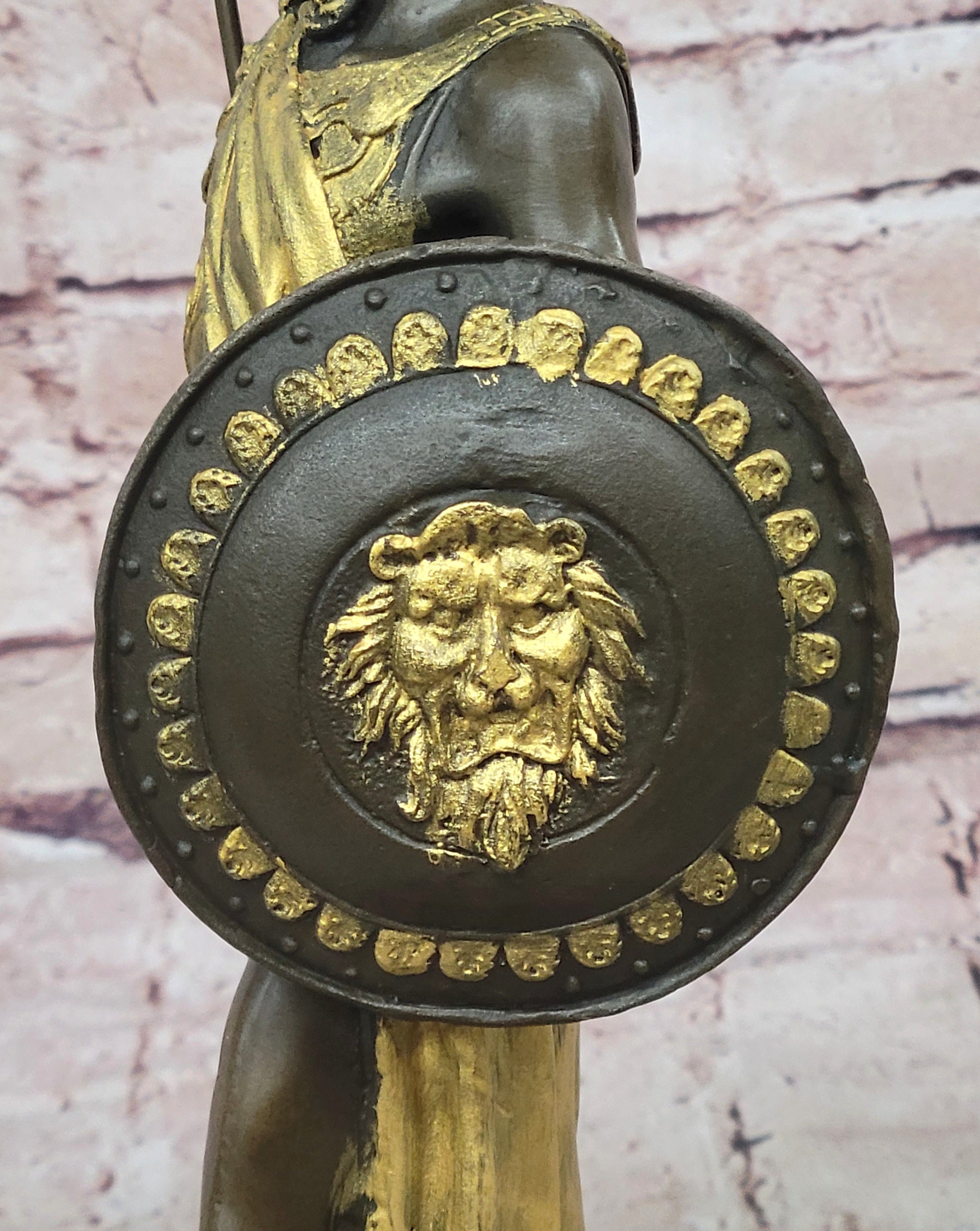 Art Deco Military Greek Roman Warrior Soldier Hot Cast Bronze Marble Base Statue