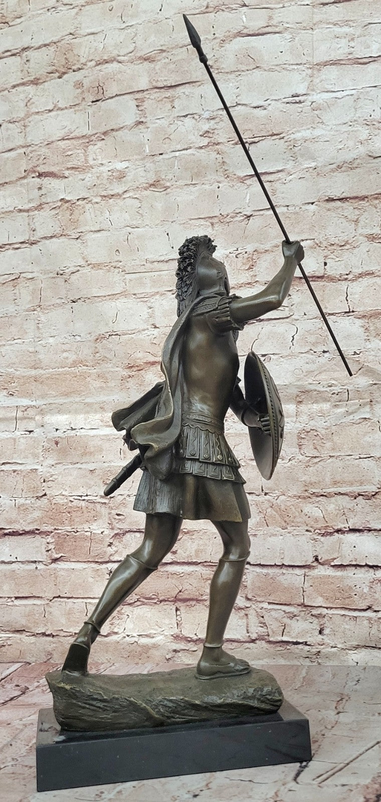 Bronze Sculpture Roman Warrior Soldier with Shield Home Office Decoration