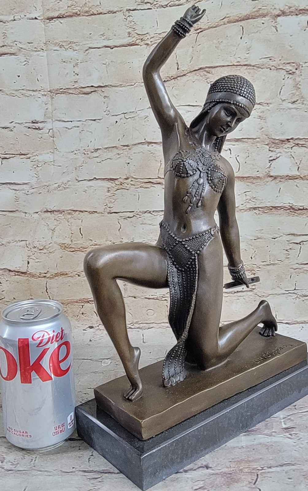 `Thais` a Rare Art Deco Patinated Bronze and Carved Statue Model of an Exotic Dancer