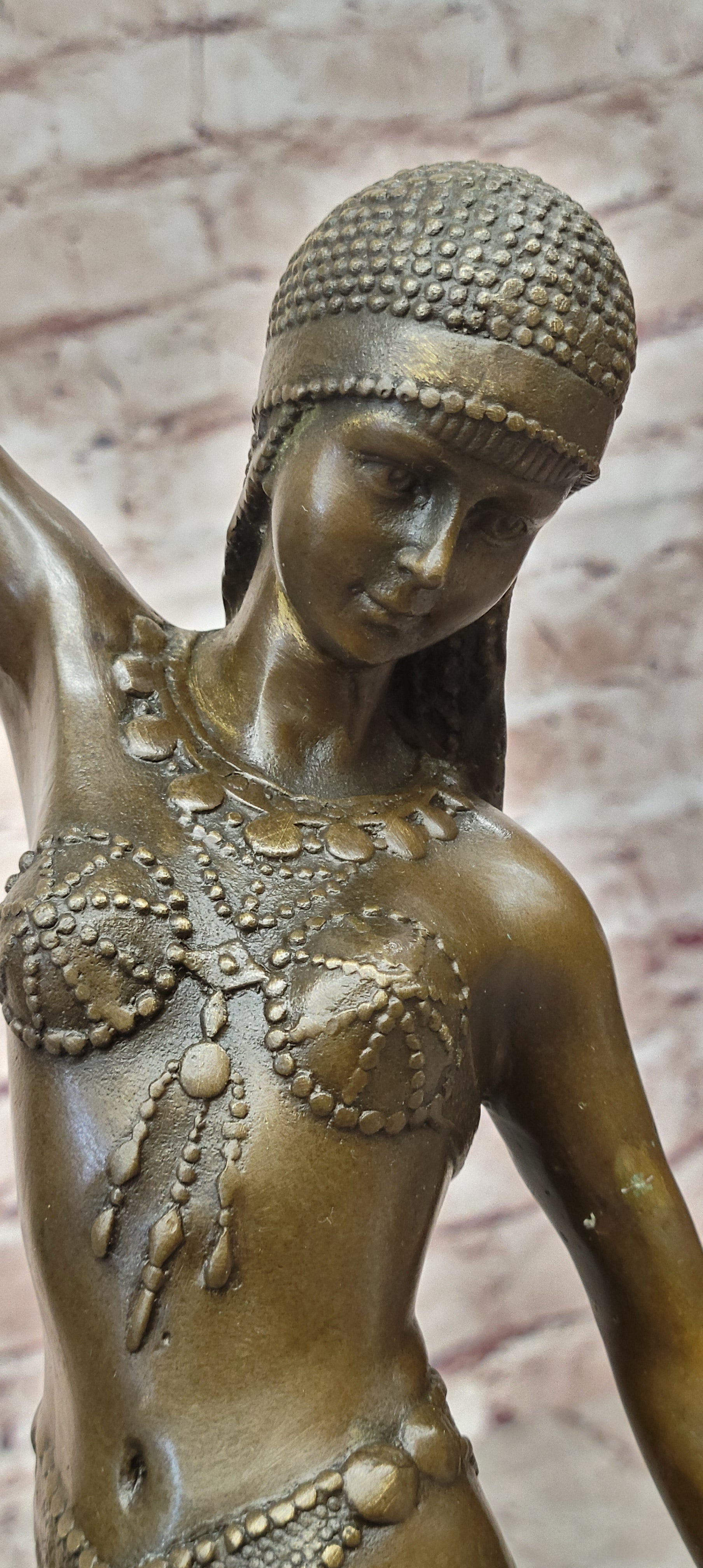 `Thais` a Rare Art Deco Patinated Bronze and Carved Statue Model of an Exotic Dancer