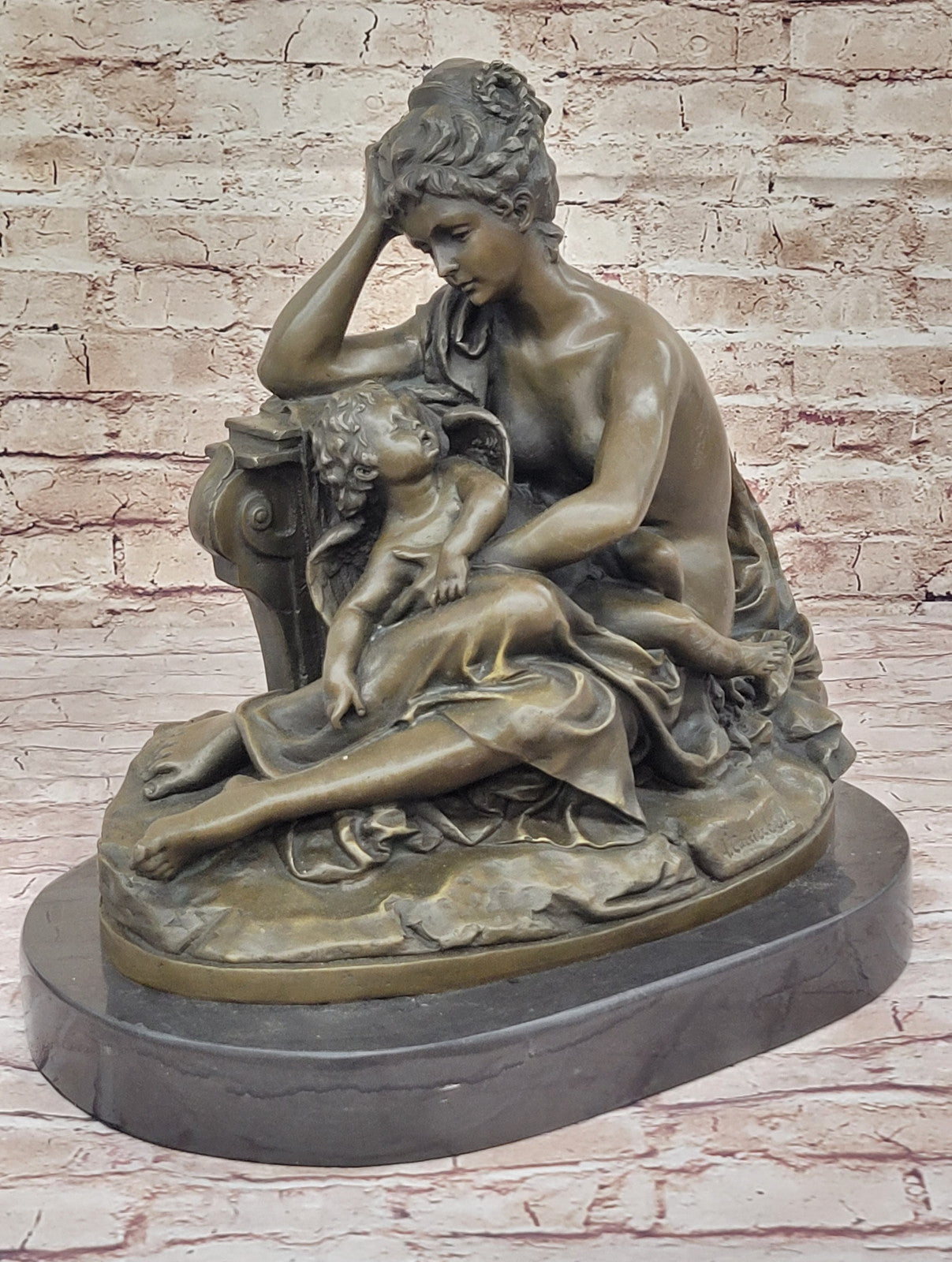 Collector`s Edition Mother and Child Bronze Sculpture Handcrafted by Belleuse