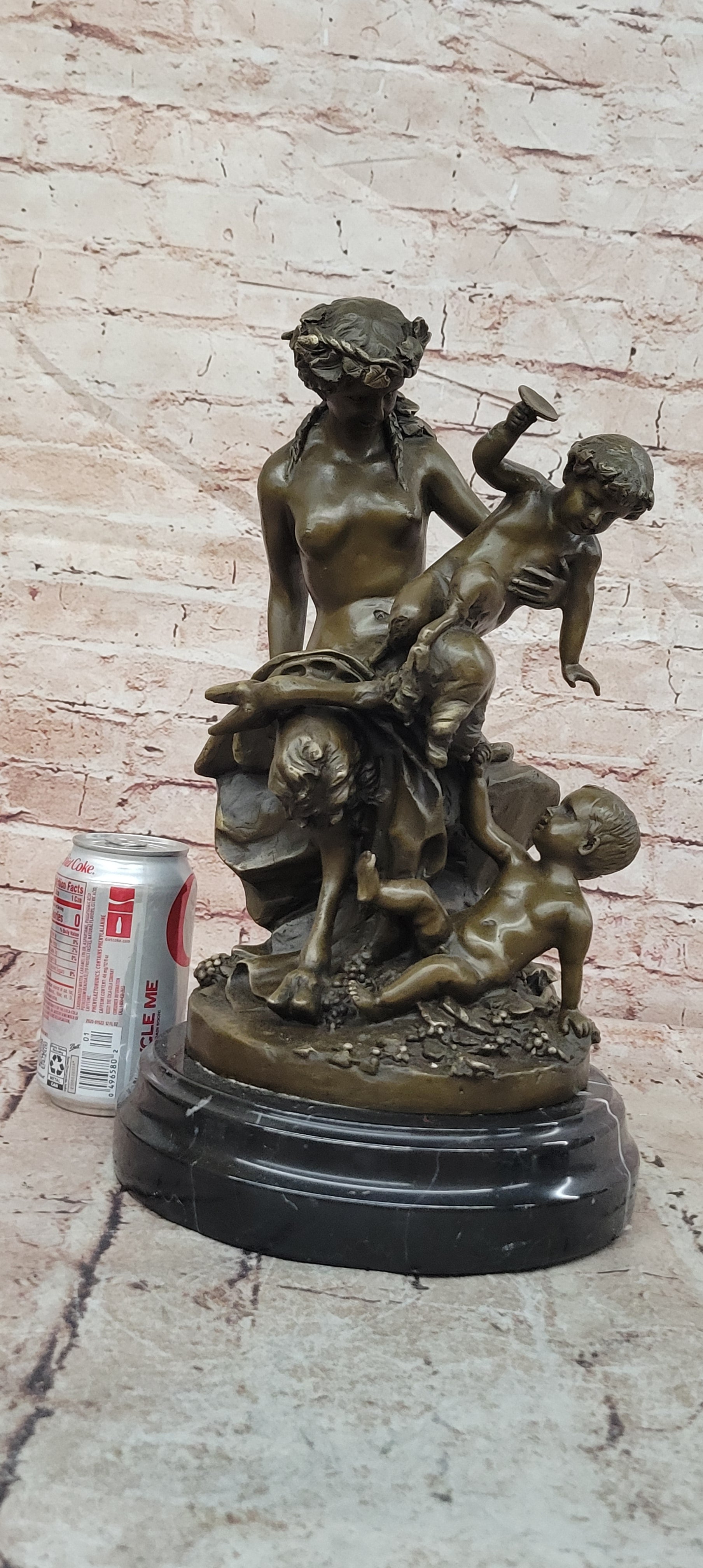 Female Satyr & Baby Satyr Bronze Sculpture: Clodion Signed Fine Art Decor