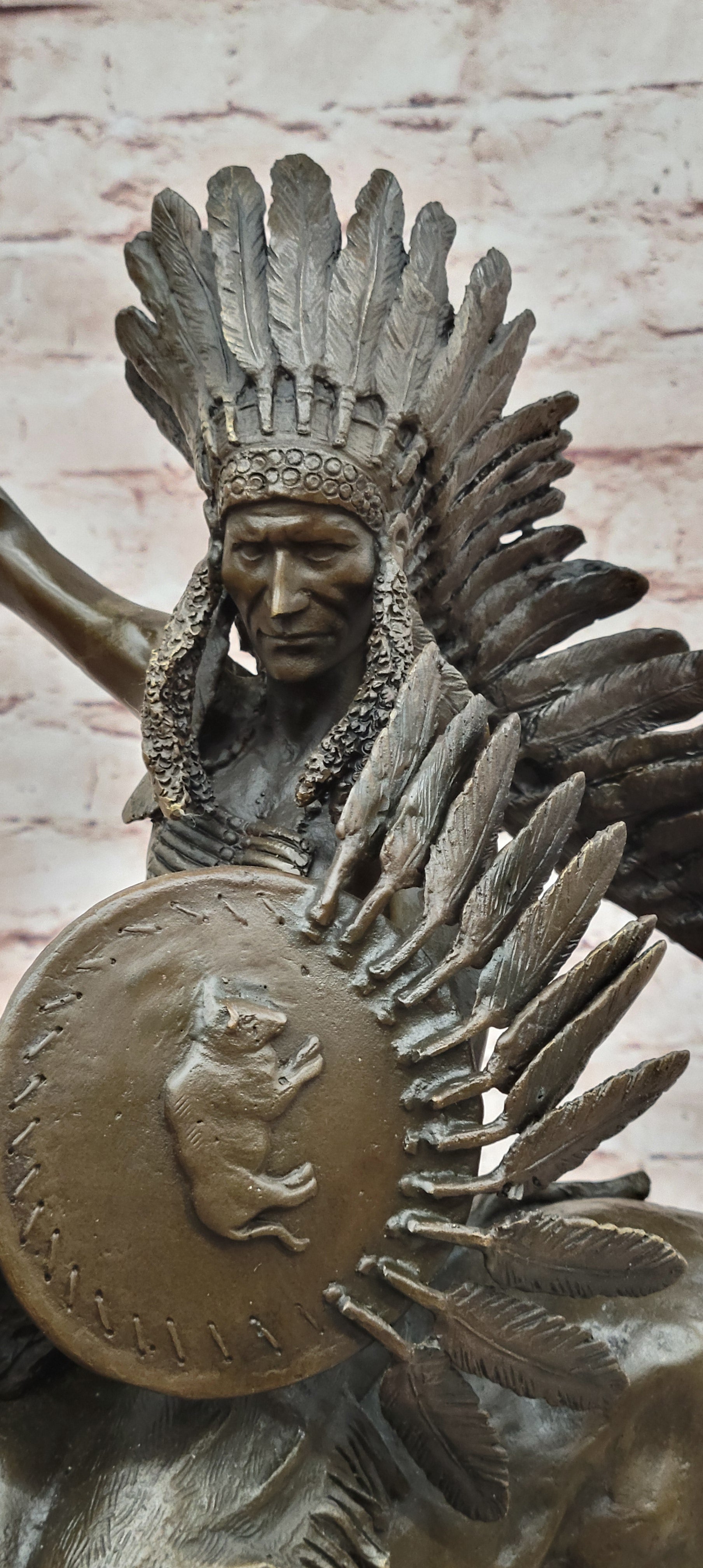 Milo`s Native Warrior: Signed Bronze Sculpture - American Indian on Horse