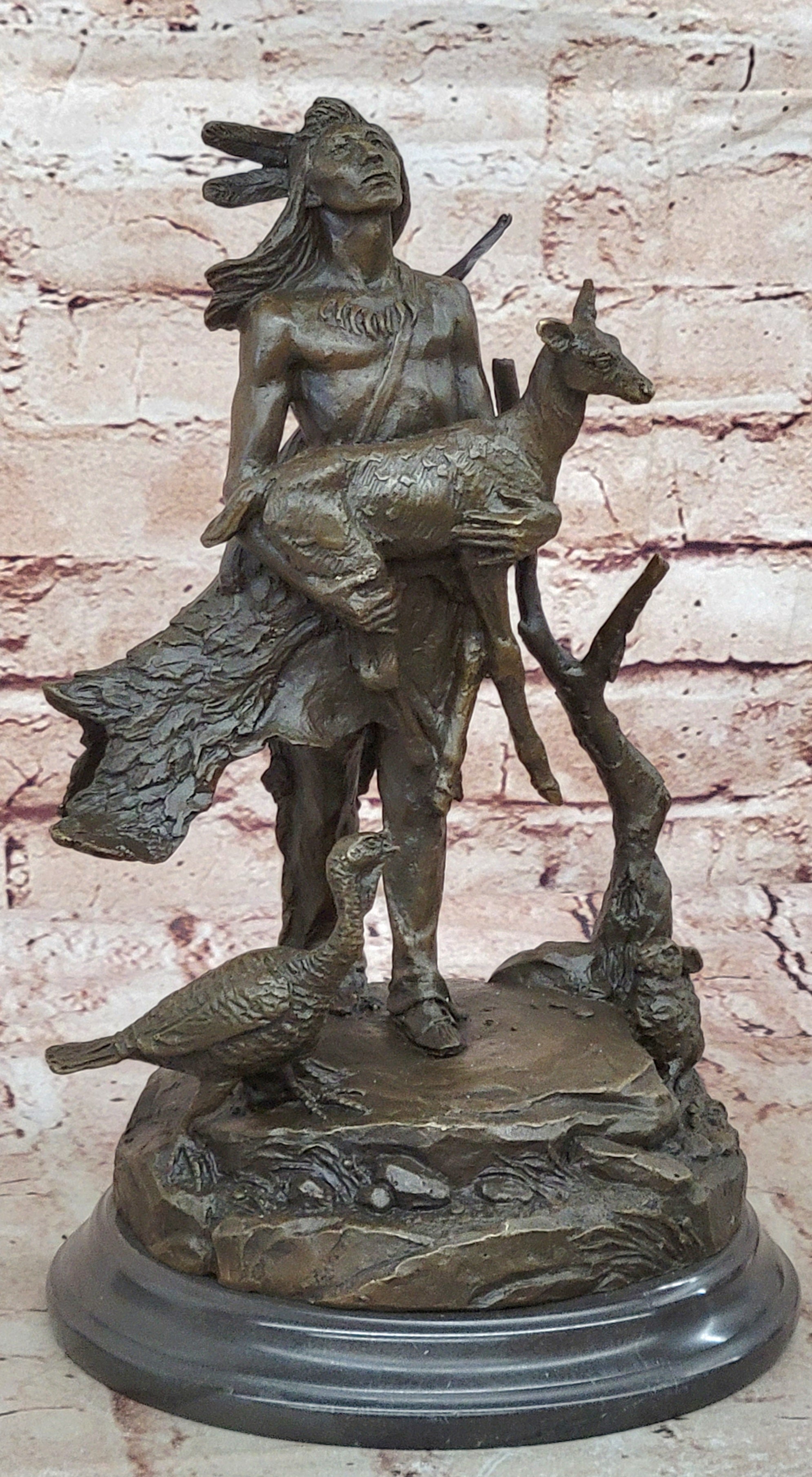 Art Deco Hand Made Bronze Sculpture of Native Indian Chief Christmas Gift Statue