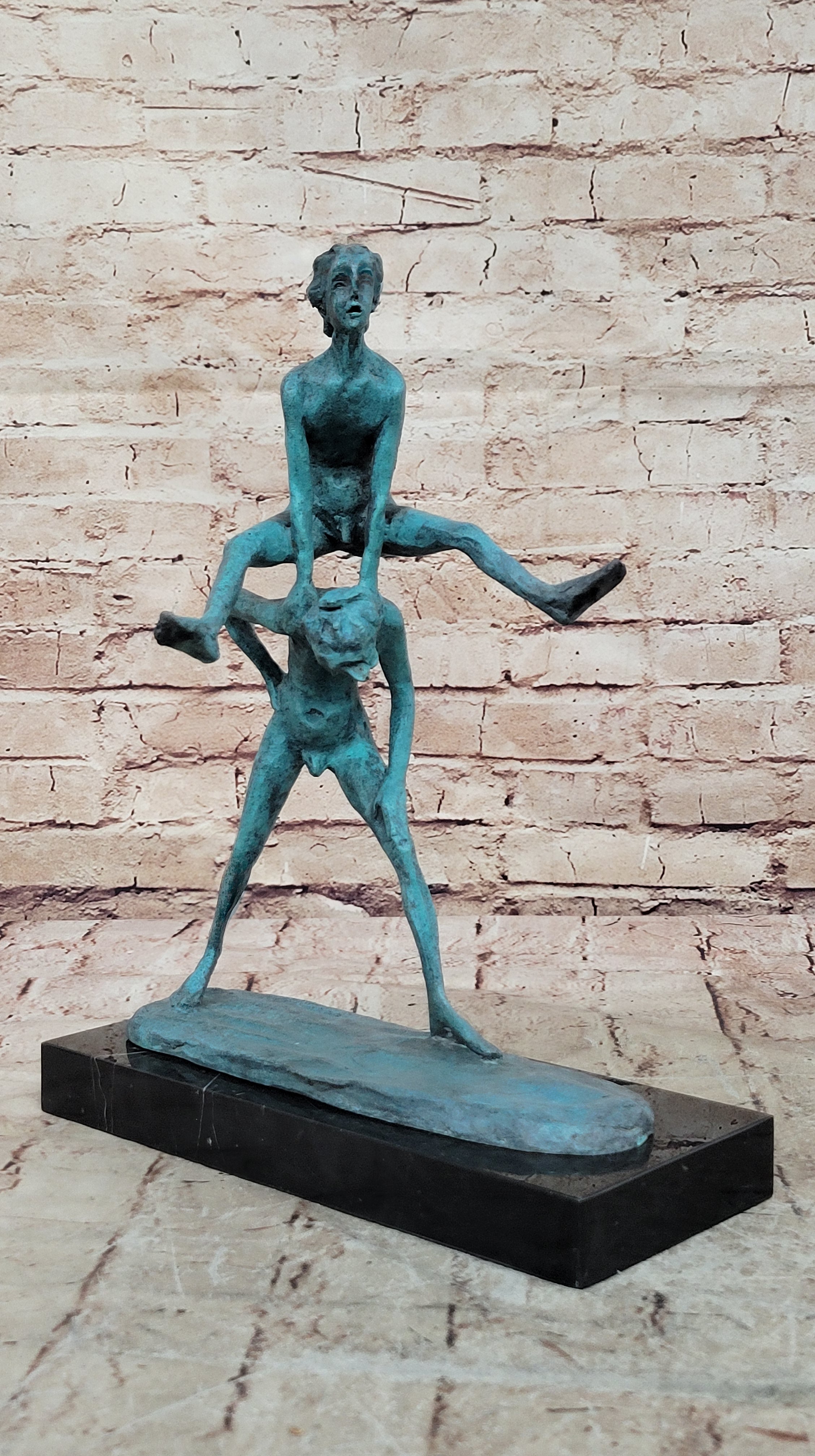 Hot Cast Children Playing Leapfrog Bronze Sculpture Collectible Art Decor