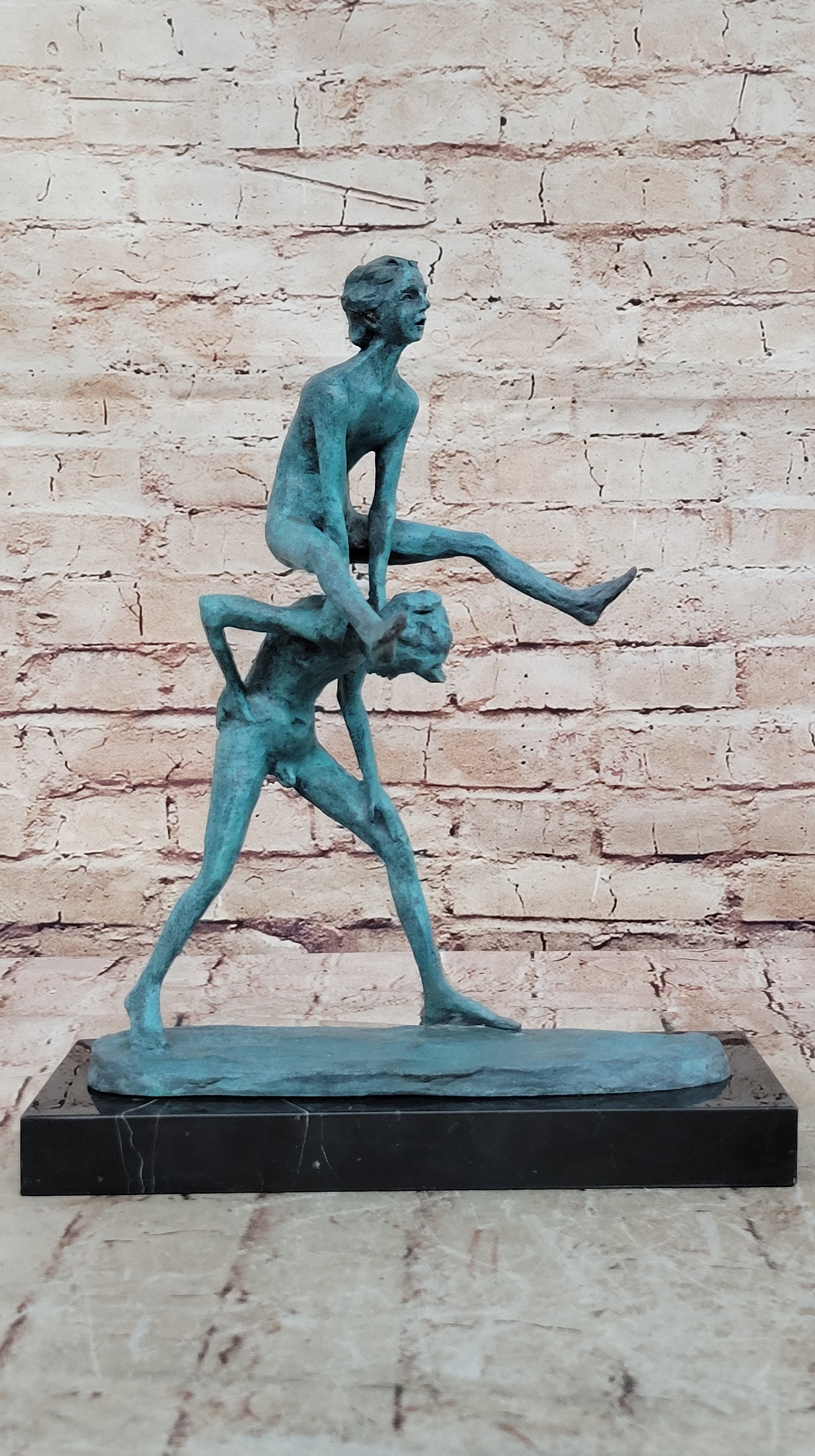 Hot Cast Children Playing Leapfrog Bronze Sculpture Collectible Art Decor