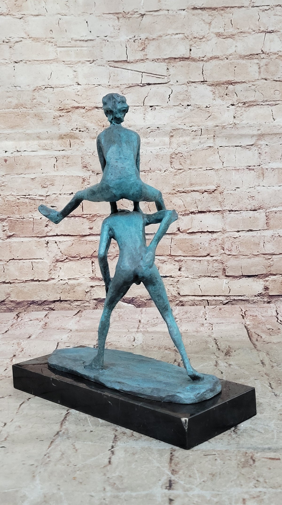 Hot Cast Children Playing Leapfrog Bronze Sculpture Collectible Art Decor