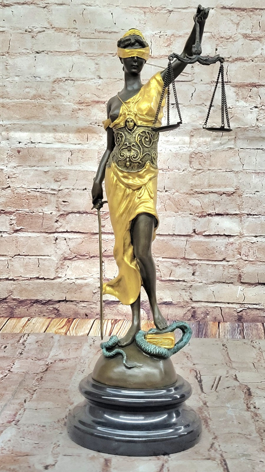 Hot Cast Gilt Blind Justice for Lawyer Office Present Gift Judge Jury Bronze