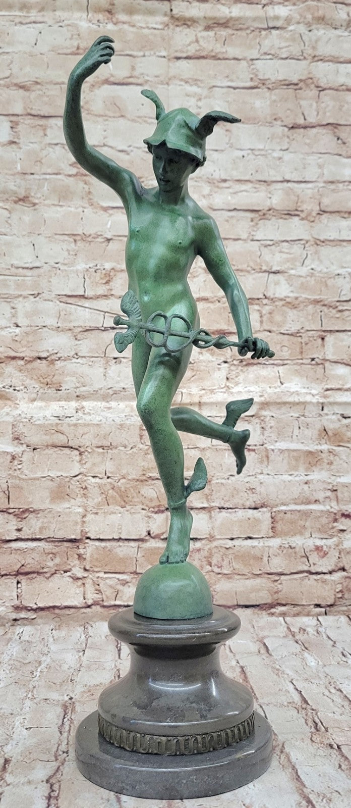 Flying Mercury Statue Hermes Messenger of the Gods Greek Nude Caduceus Bronze