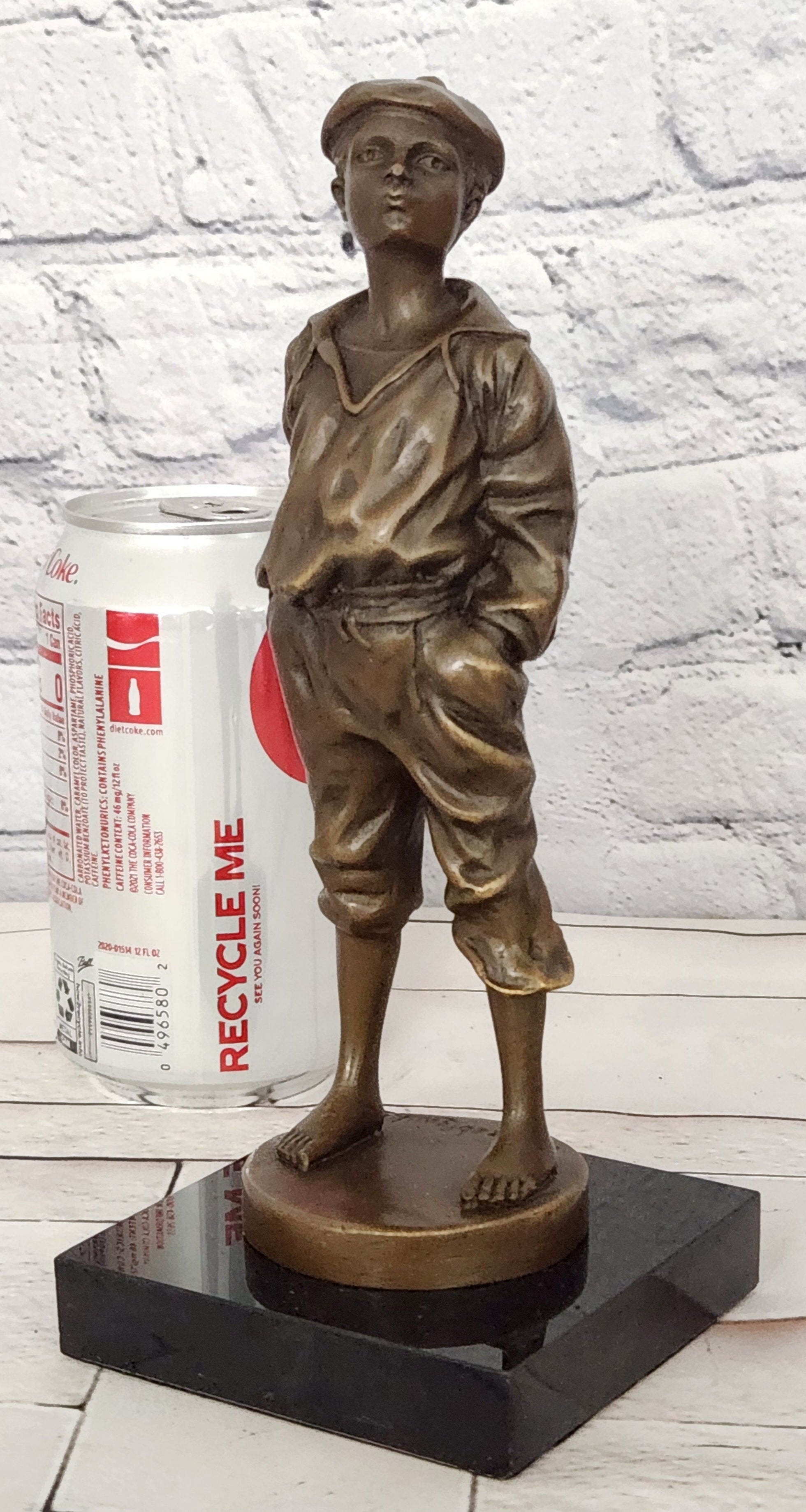 Vintage Signed Szczeblewski Bronze Sculpture of a Whistling German Boy - Fine Detailed Art