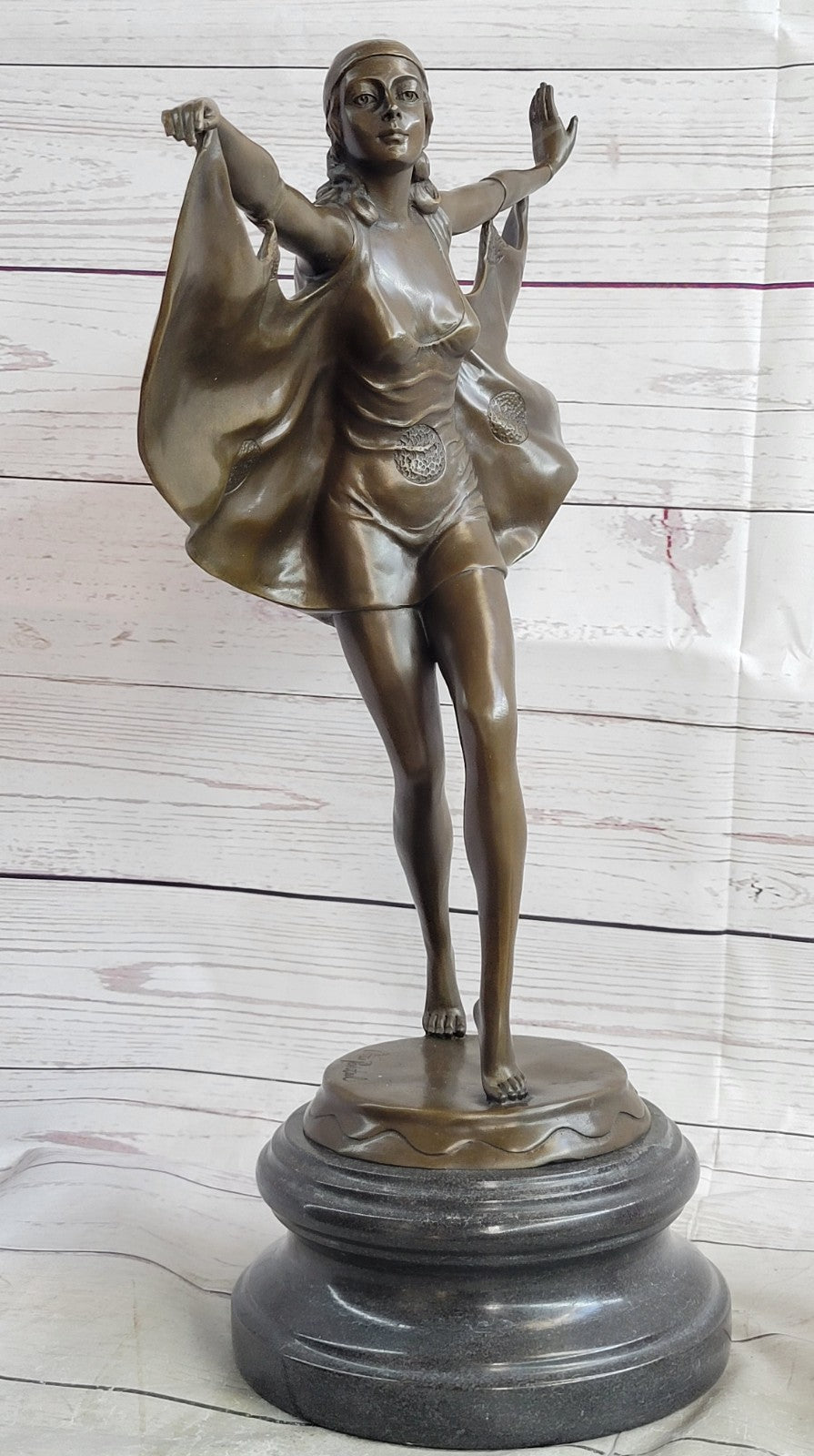 German Prof. Otto Poertzel (1876-1963) "Bat Dancer" Bronze Sculpture / Statue Art
