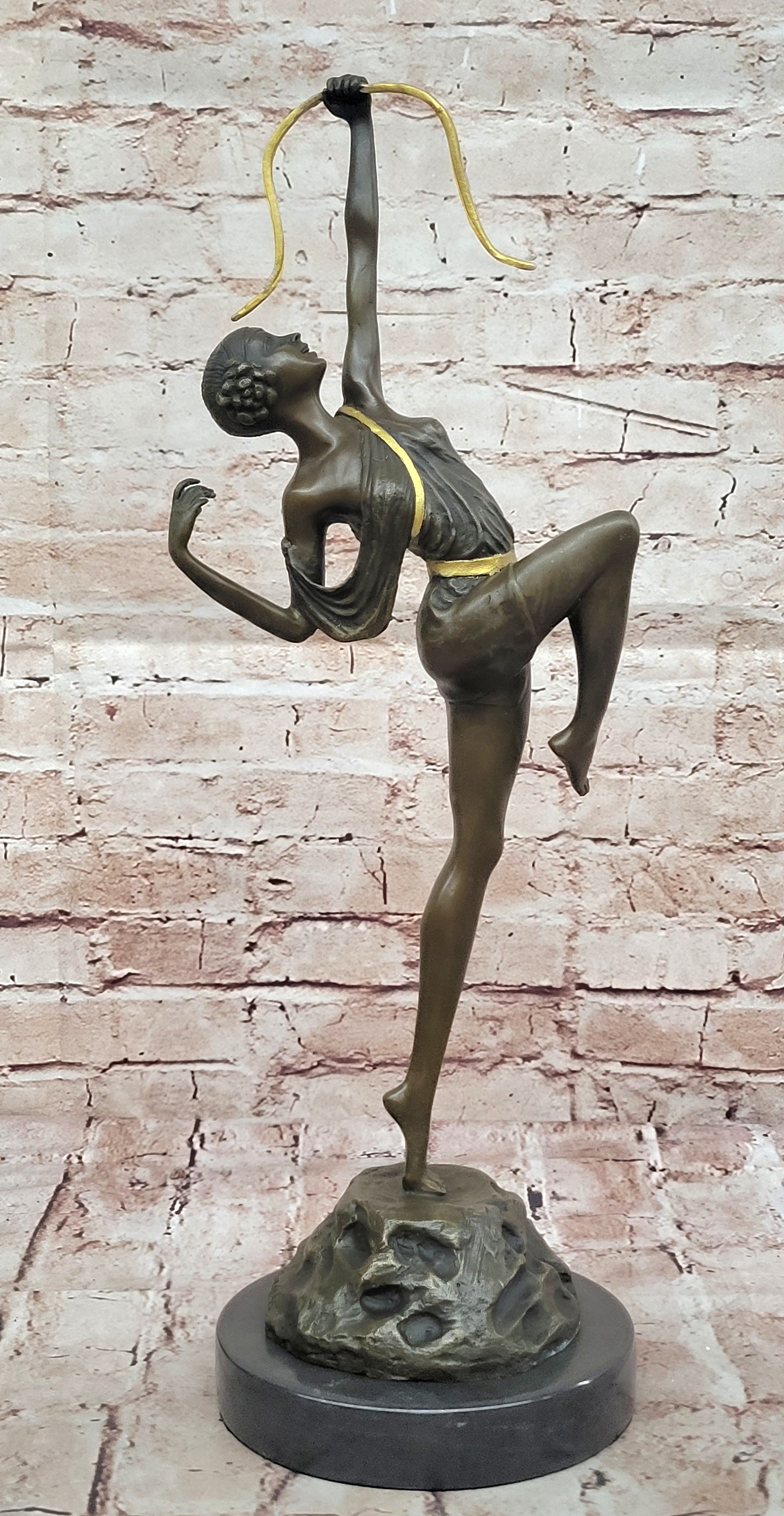 Large Vintage Sculpture French "Le Faguays" Bronze Statue Goddess DIANA Nude