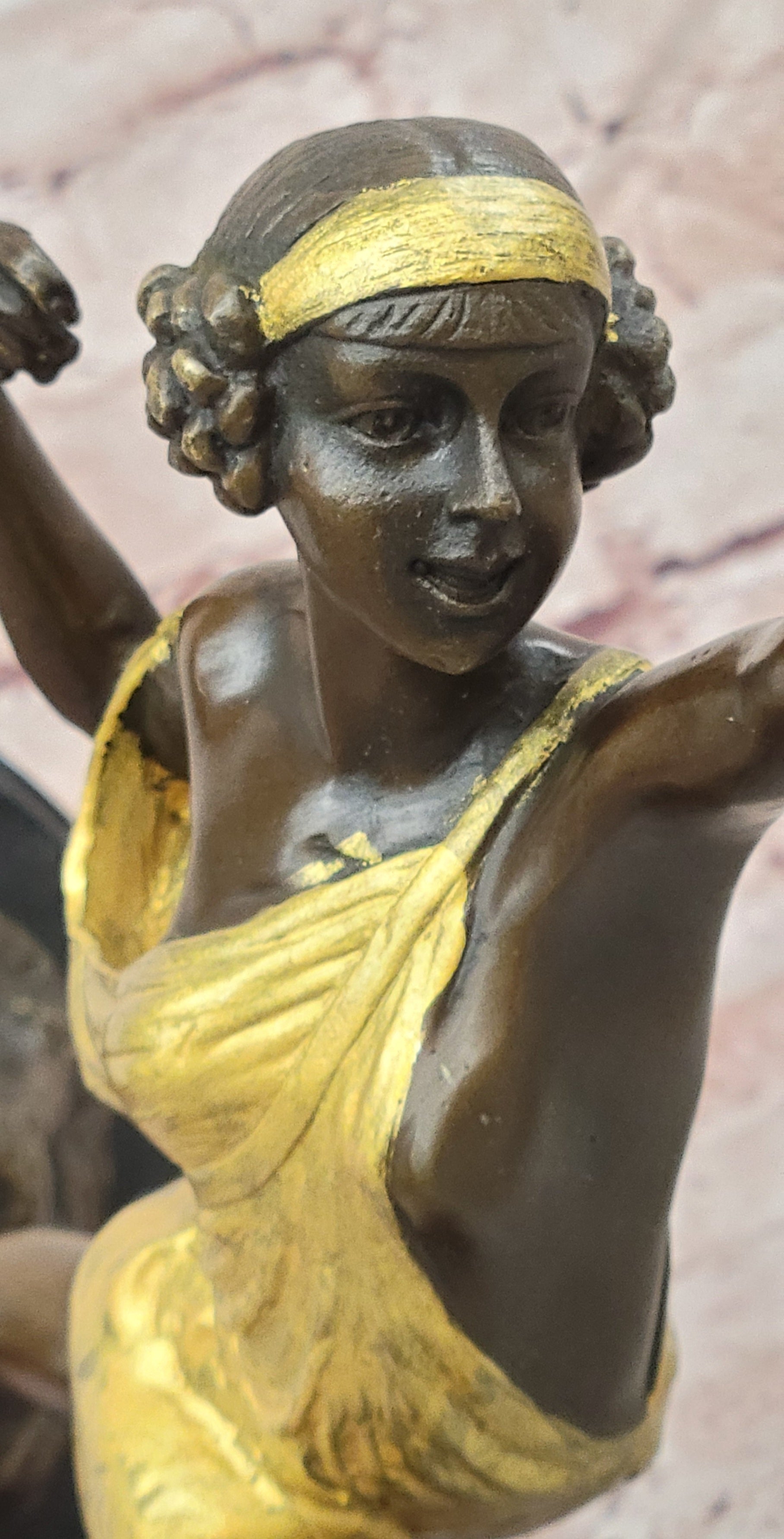 Bronze Greek Goddess Artemis Sculpture Art Deco Gold Patina Collectible Statue