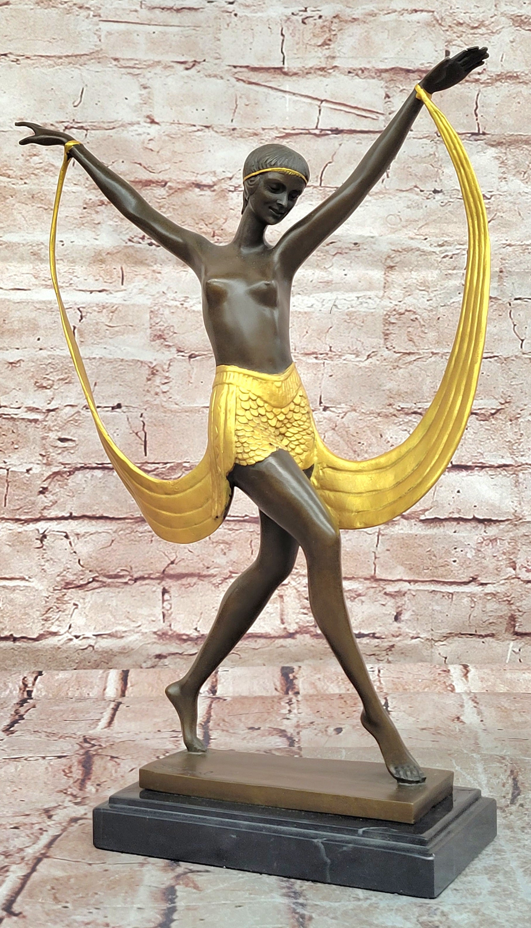 Hot Cast Bronze Nude Dancer Figurine Faguays Style Art Deco Collectible Artwork