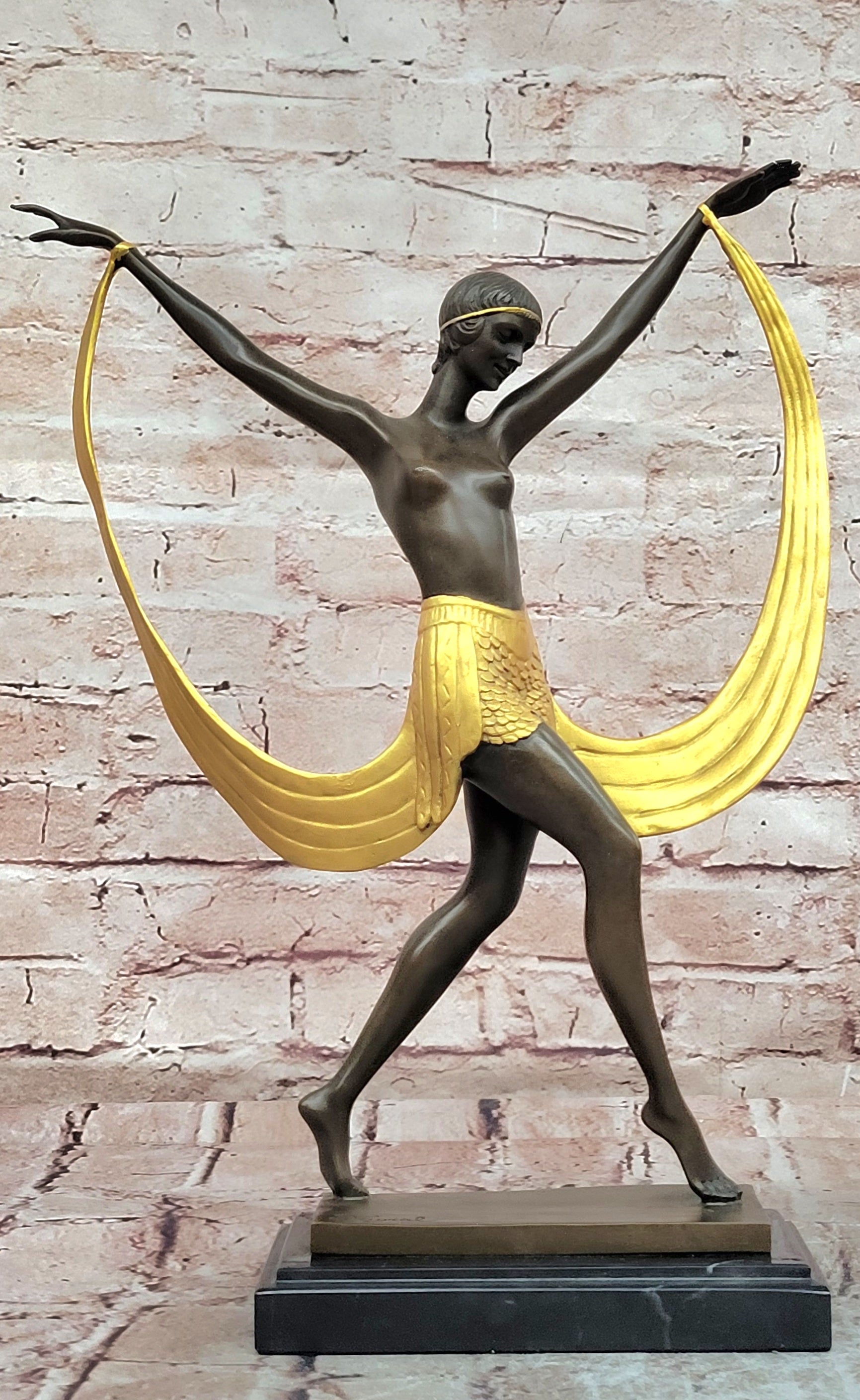 Hot Cast Bronze Nude Dancer Figurine Faguays Style Art Deco Collectible Artwork
