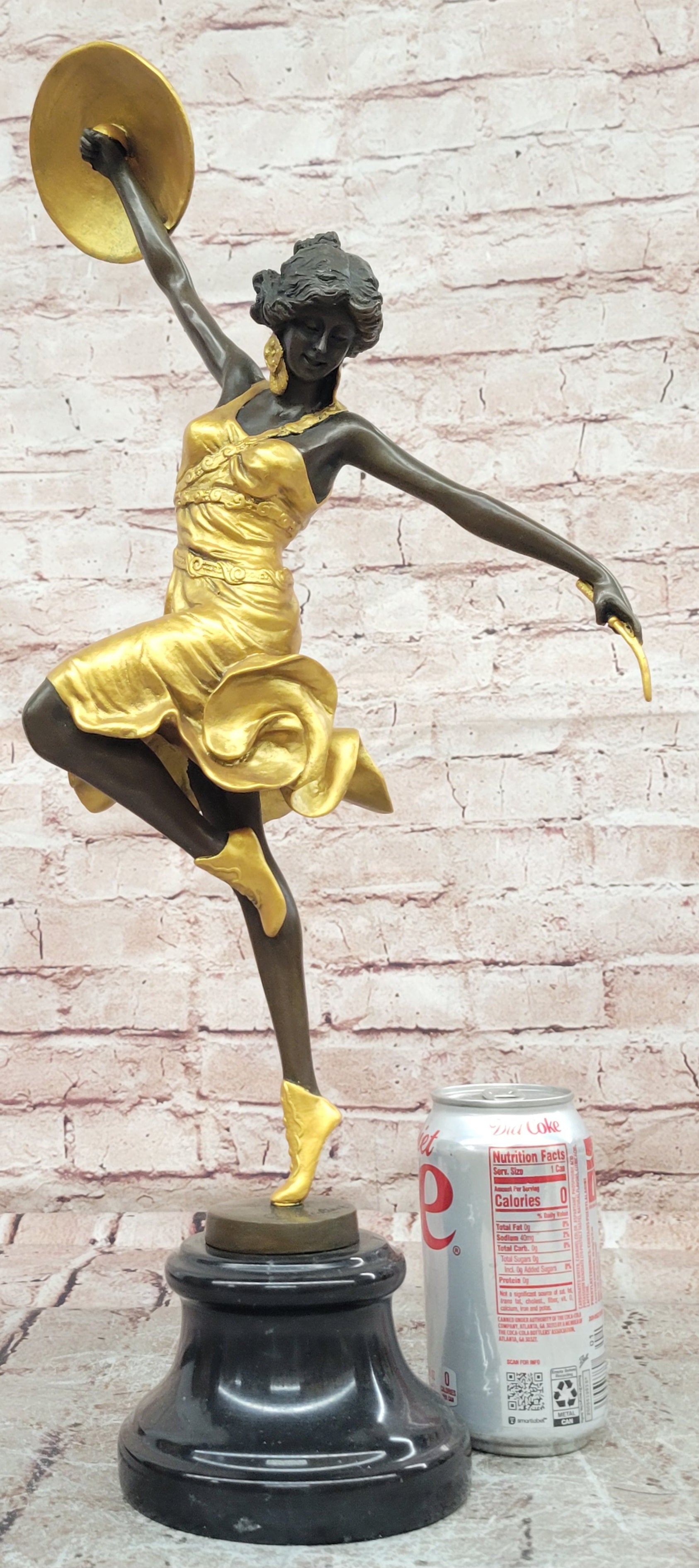 C.J. Colinet Gilt Bronze Dancer Sculpture Art Nouveau Fine Art Figurine Hot Cast