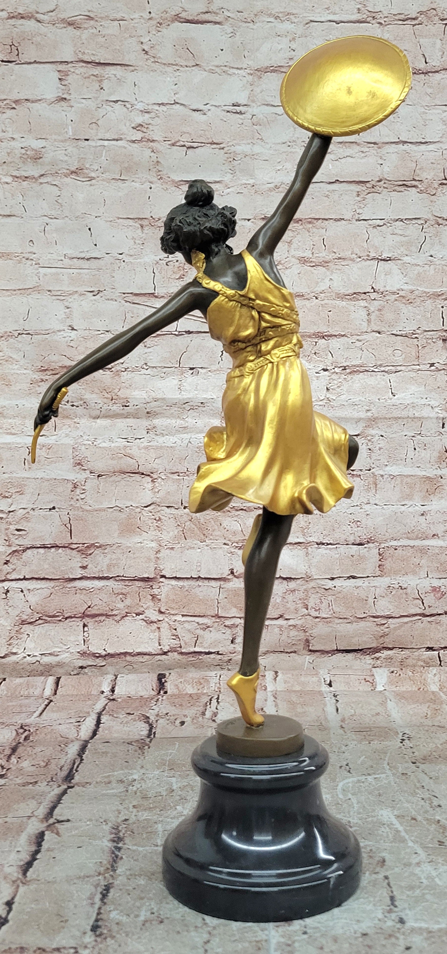 C.J. Colinet Gilt Bronze Dancer Sculpture Art Nouveau Fine Art Figurine Hot Cast