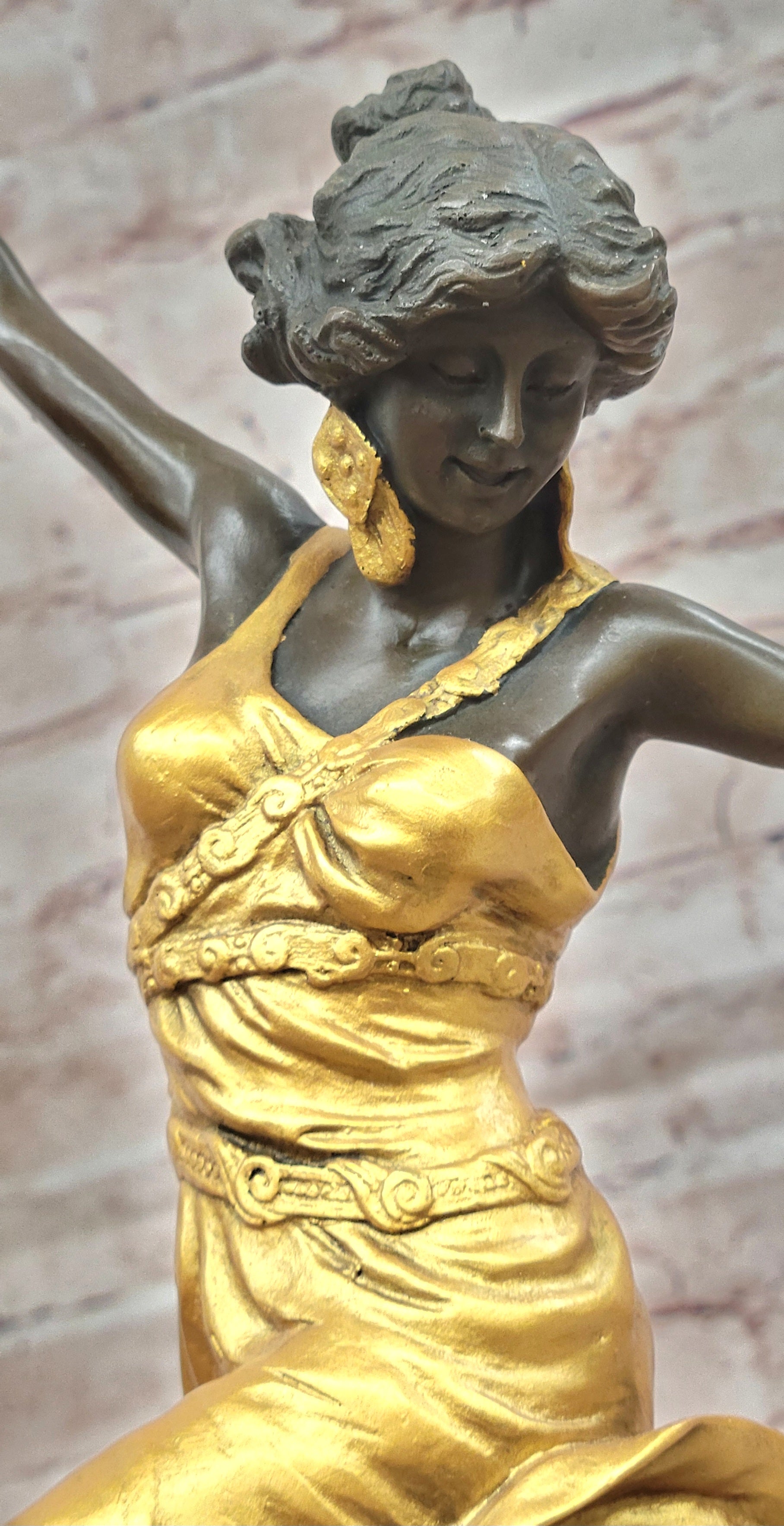 C.J. Colinet Gilt Bronze Dancer Sculpture Art Nouveau Fine Art Figurine Hot Cast