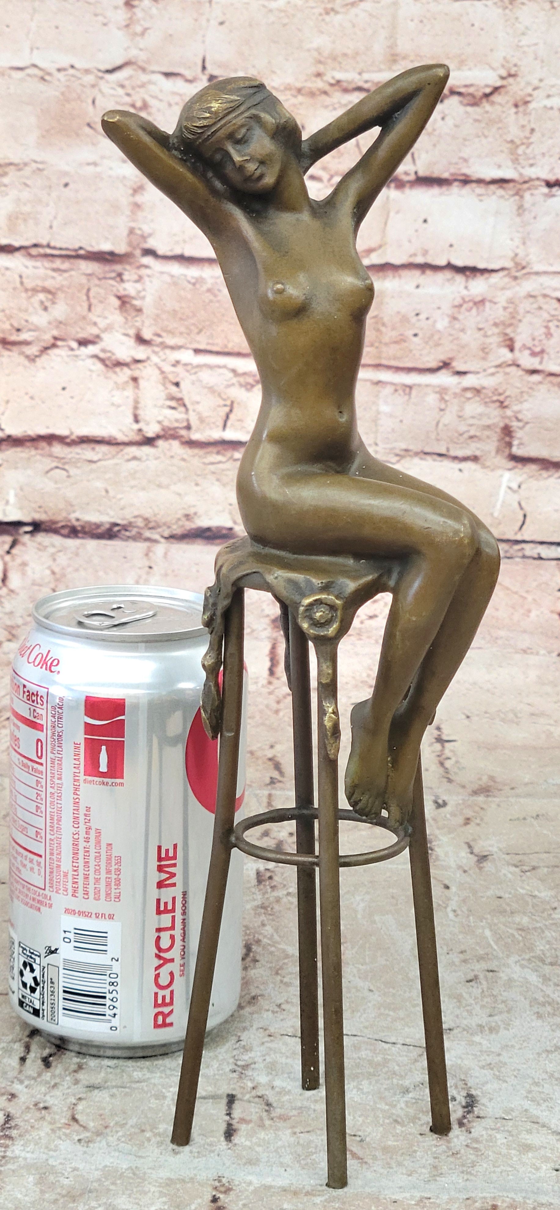 Art Deco/Nouveau Hot Cast Naked Lady Bronze Masterpiece Home Office Decor Figure