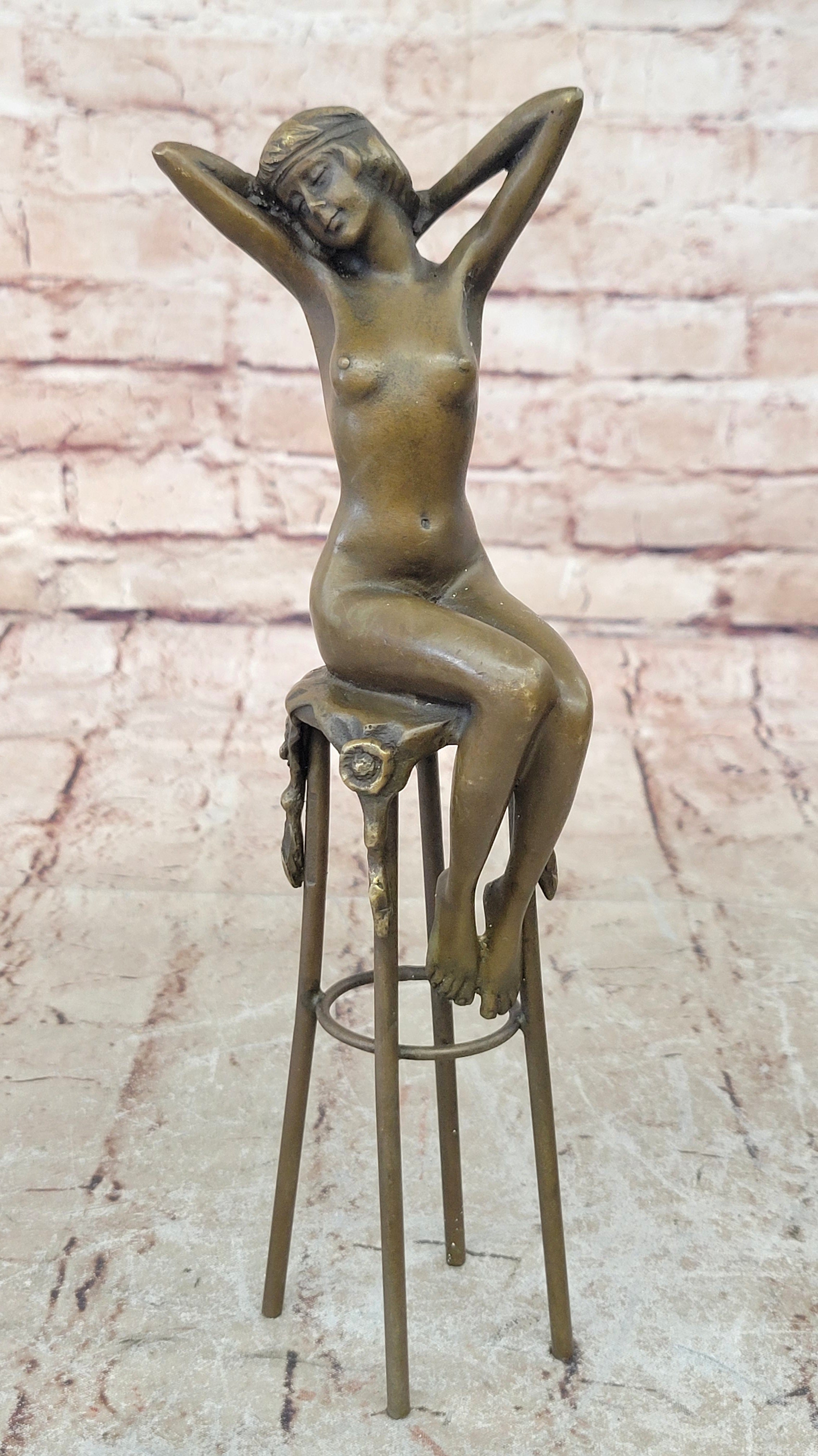 Art Deco/Nouveau Hot Cast Naked Lady Bronze Masterpiece Home Office Decor Figure