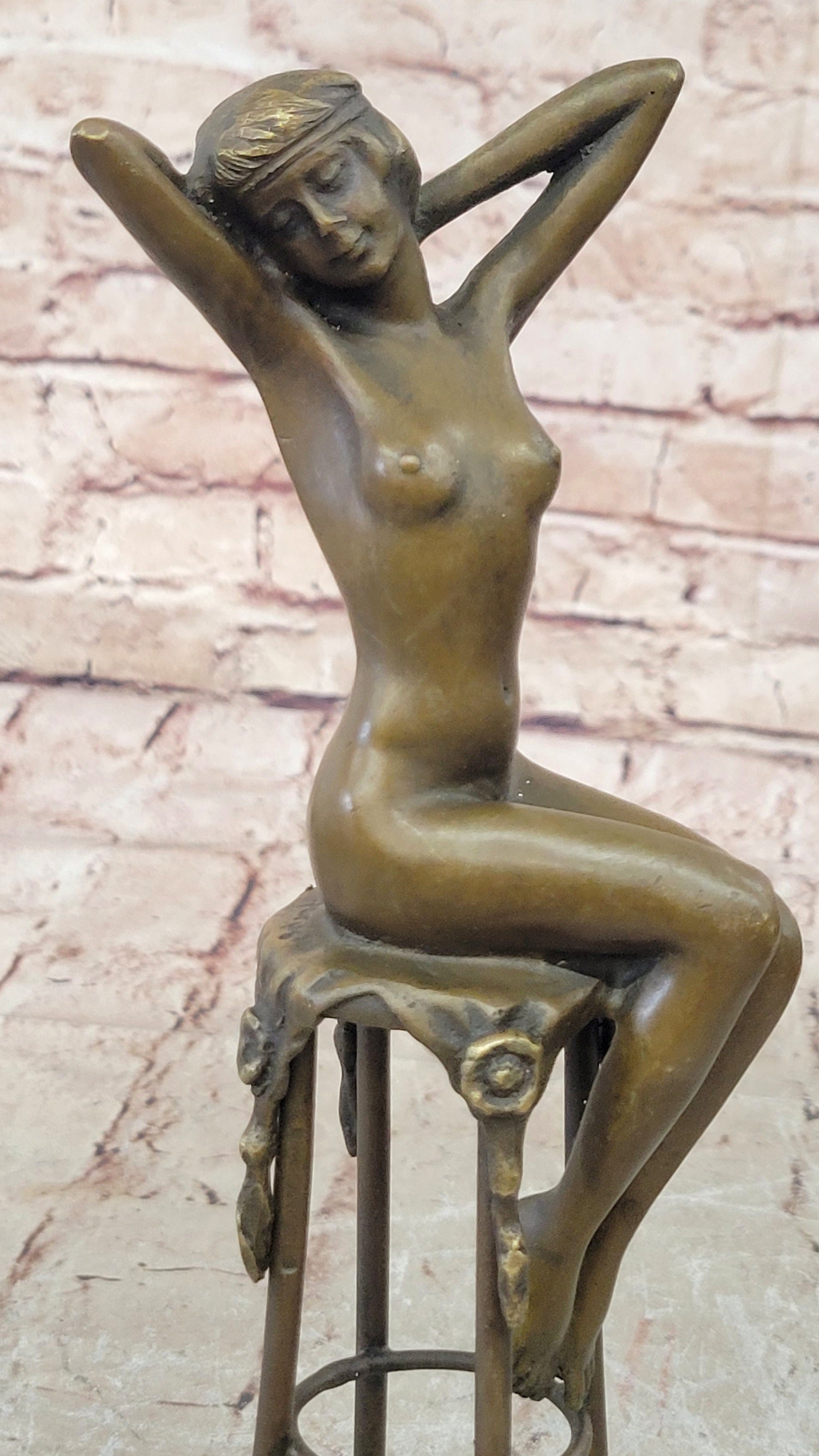 Art Deco/Nouveau Hot Cast Naked Lady Bronze Masterpiece Home Office Decor Figure