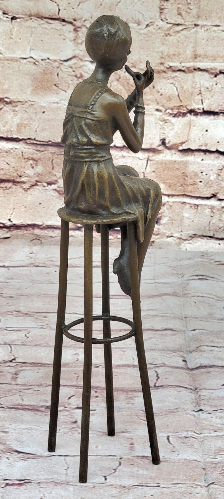100% Real Bronze Lady on Chair by Romanian Artist Chiparus Figurine Figure Sale