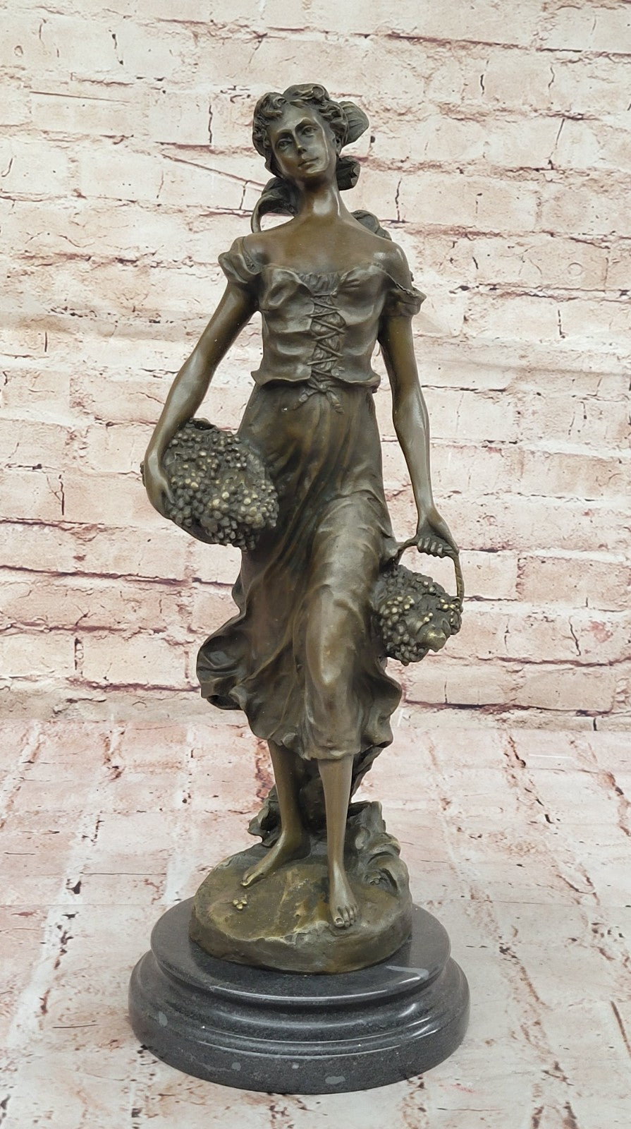 Real Bronze Gorgeous Maiden Standing Woman Sculpture Home Decoration Decor