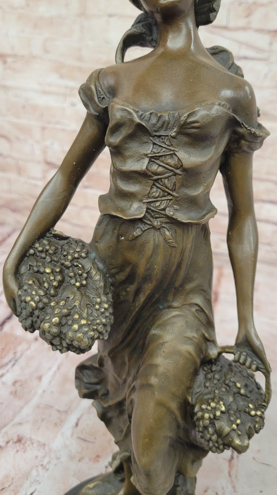 Real Bronze Gorgeous Maiden Standing Woman Sculpture Home Decoration Decor