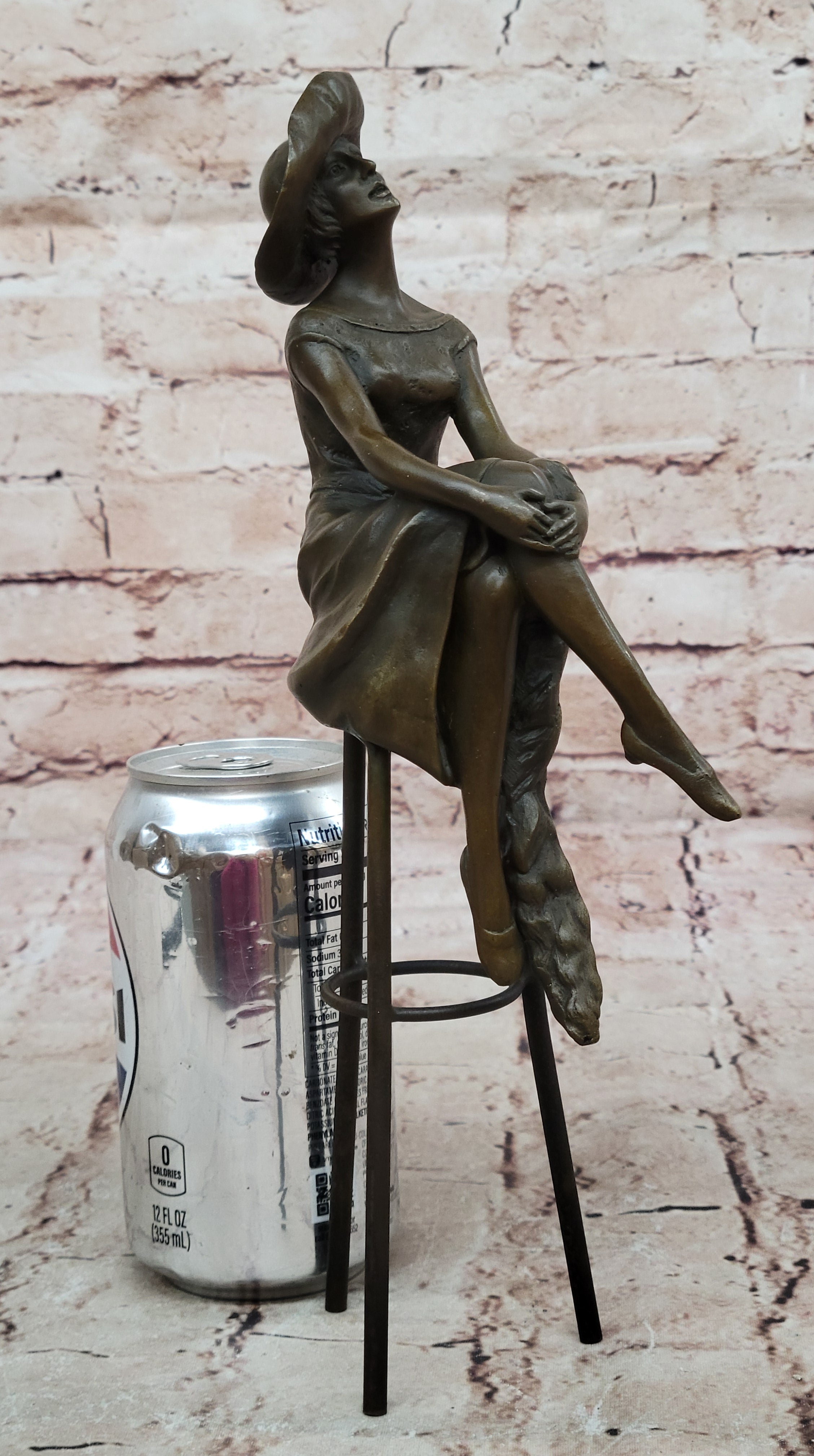 Woman Sits On Chair Handmade Bronze Museum Quality Classic Artwork Statue Figure