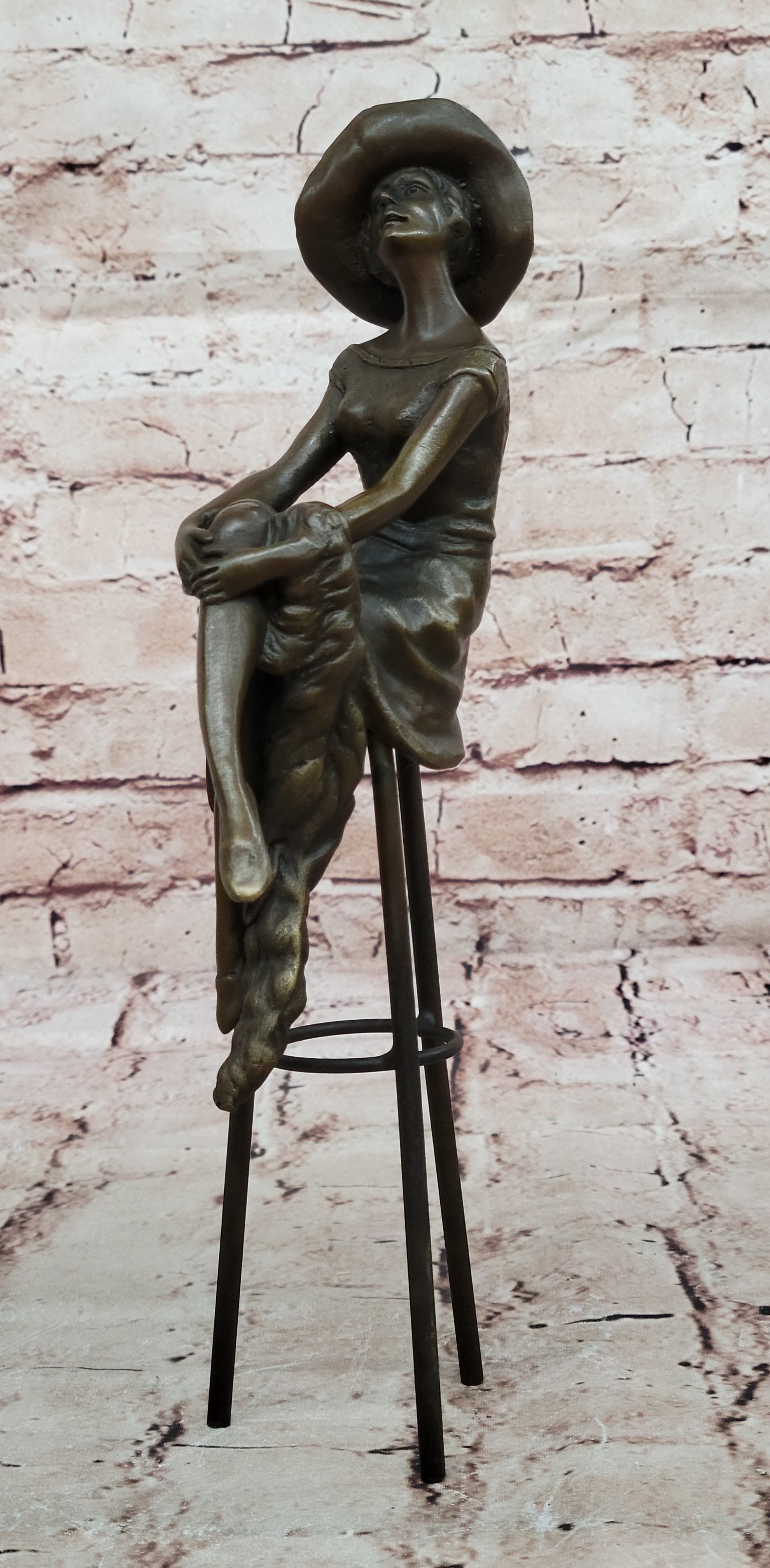 Woman Sits On Chair Handmade Bronze Museum Quality Classic Artwork Statue Figure