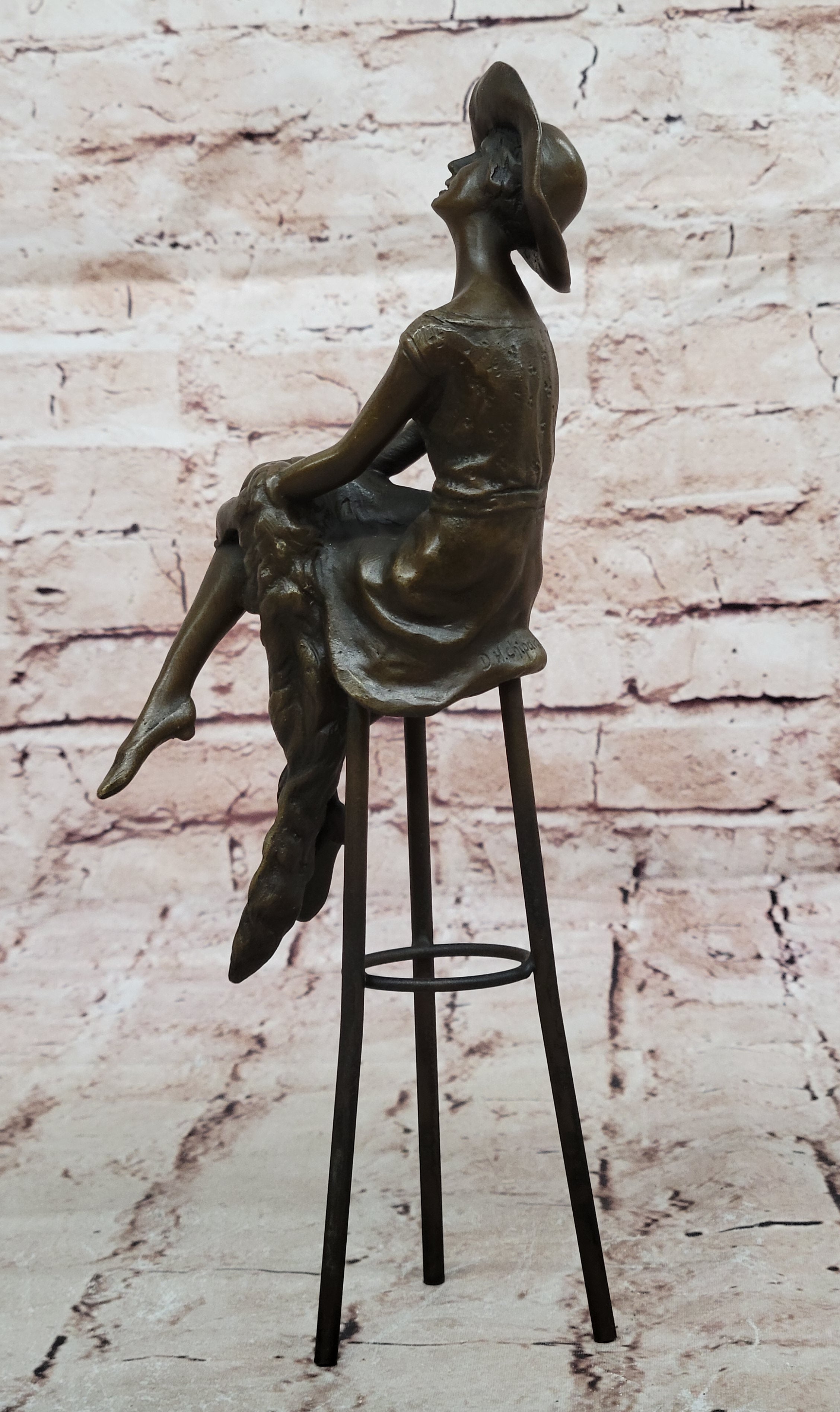 Woman Sits On Chair Handmade Bronze Museum Quality Classic Artwork Statue Figure